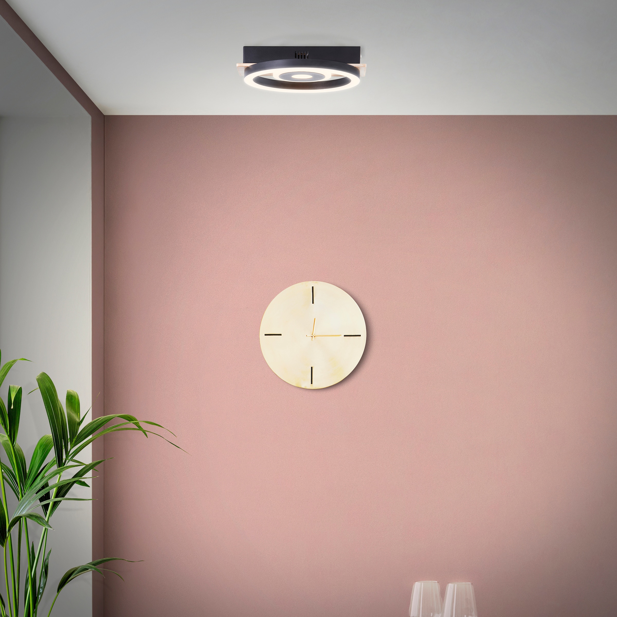 BreLight LED Deckenleuchte »Maureen«, mit Holzakzent, 22 x 20 cm, 1100 lm, 3000 K warmweiß, Holz/Metall