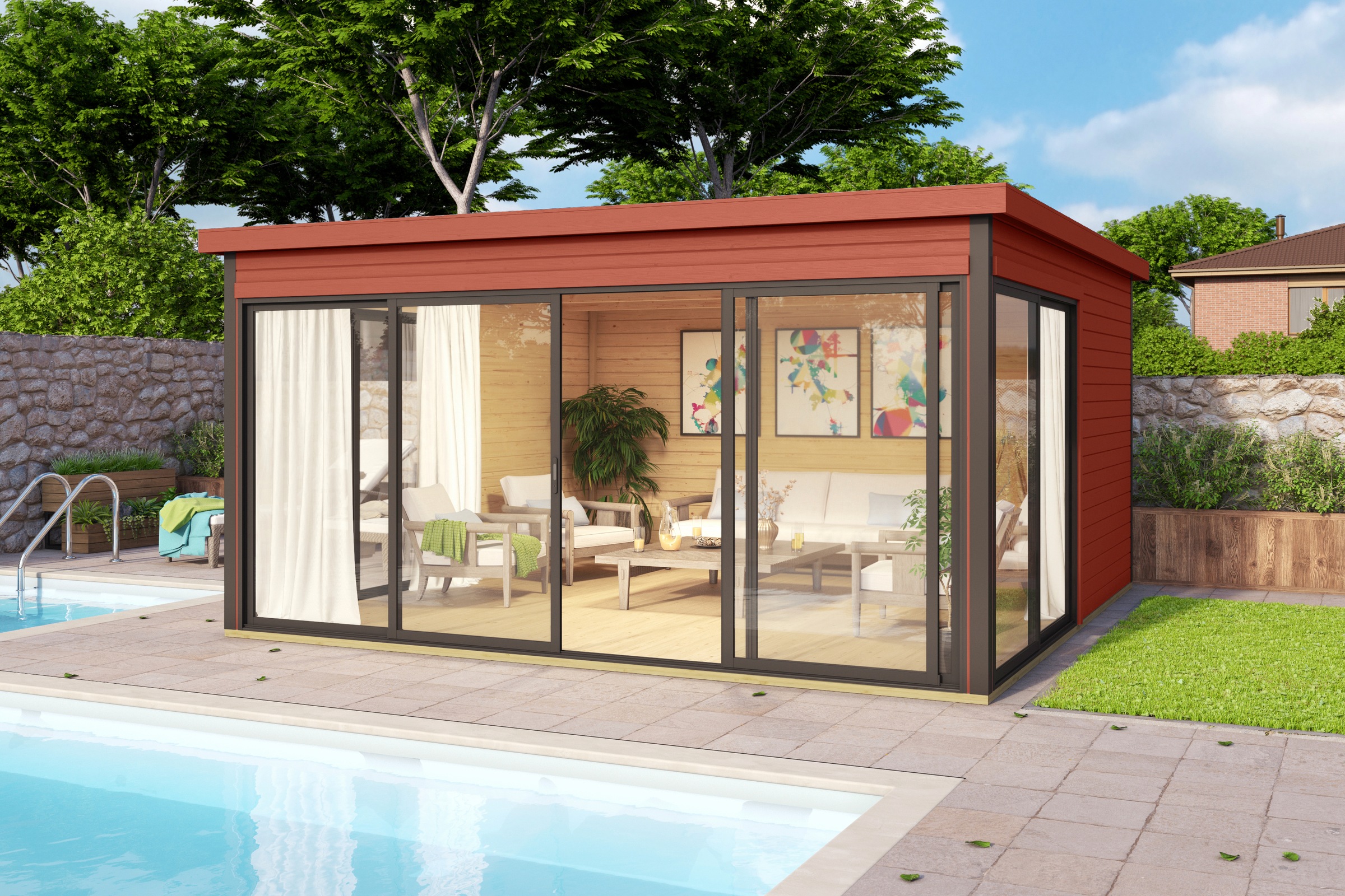 LASITA MAJA Gartenhaus "DOMEO 5 SCHWEDENROT/ANTHRAZIT", (Set), Fundamentmas günstig online kaufen