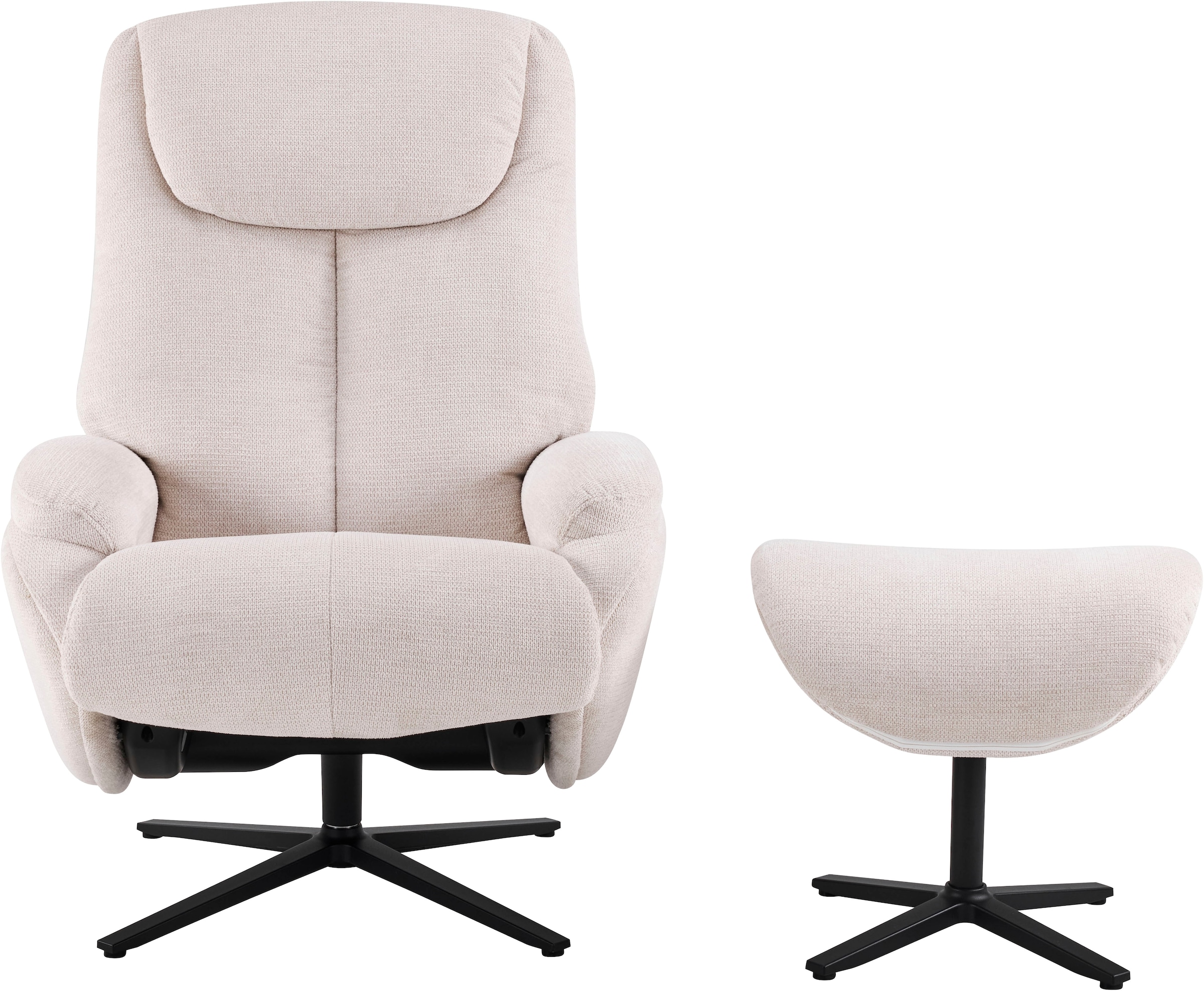 OTTO home Relaxsessel »Sessel SELLIA Relaxsessel, TV-Sessel mit Hocker,Drehsessel 360°« Verstellbare Neigung (115°-160°) für Relax- und Liegeposition