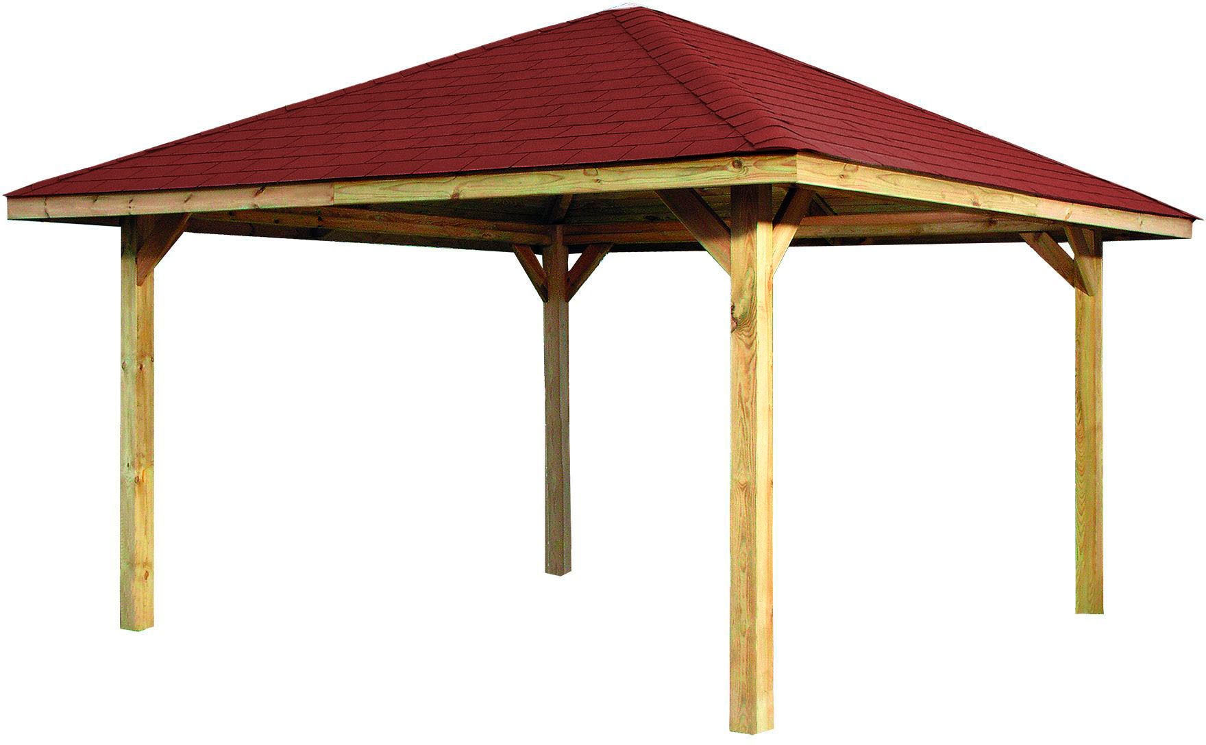 weka Pavillon »Gartenoase 651 A Gr.2, inkl. roten Dachschindeln«, 19 mm Massivholzdach