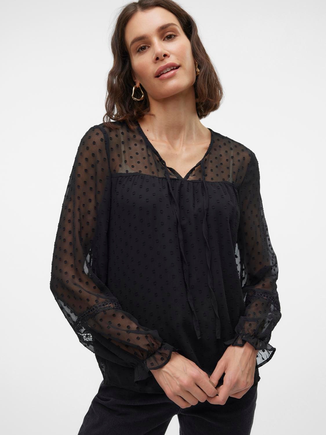 Vero Moda Blusenshirt "VMLEAH LS LACE TOP WVN GA NOOS" günstig online kaufen