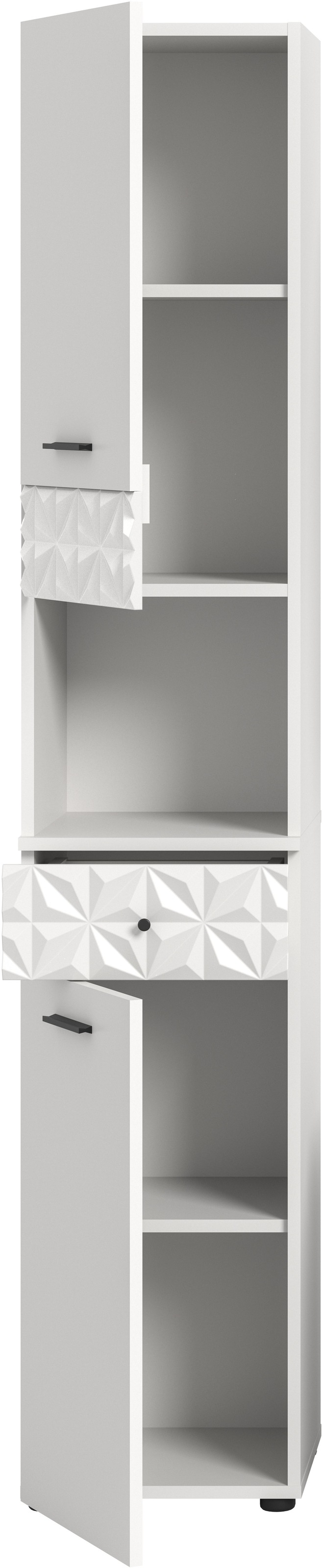 INOSIGN Hochschrank »VICENZA, TOPSELLER!, Höhe 187cm, mit Schubkasten & Ornamentabsetzung«, Mehrzweckschrank, Universalschrank, Badschrank, Badhochschrank