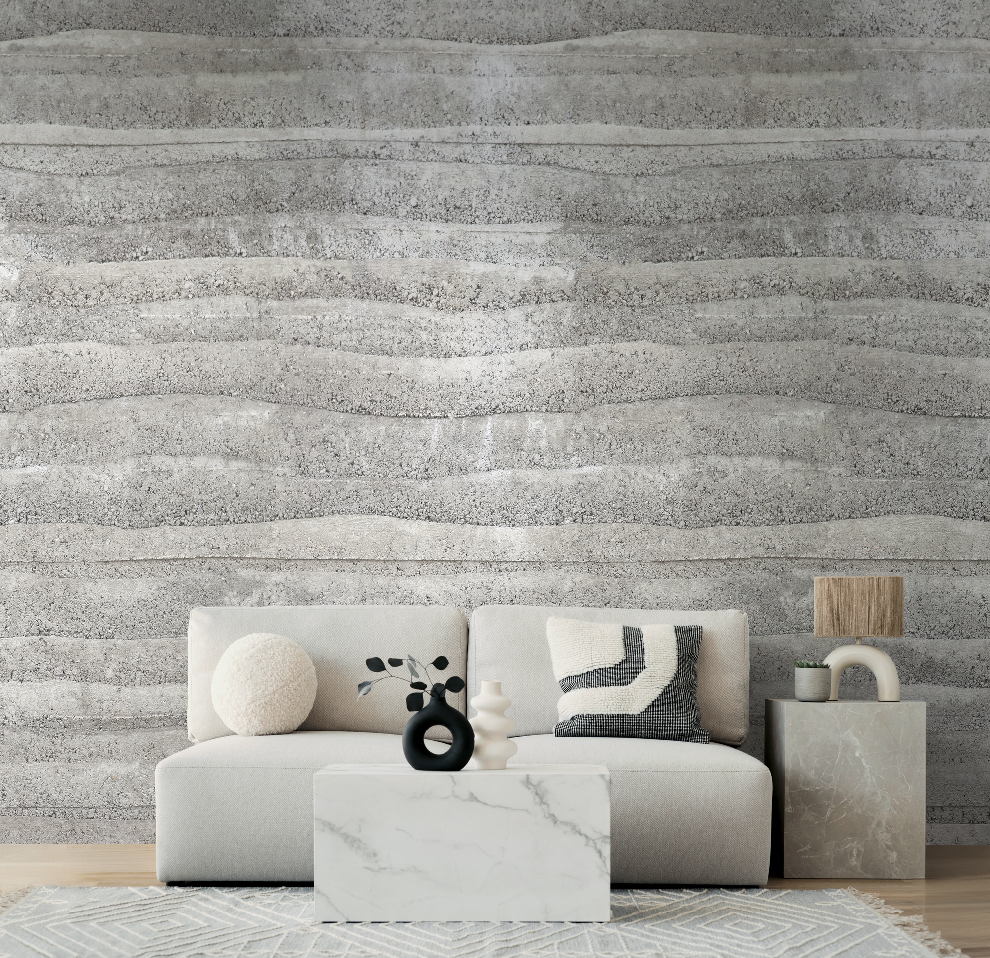 living walls Vliestapete "Vibes & Styles Stratora – Concrete Layers Fototapete" urban leicht strukturiert Steinstruktur mit sanften Linien und natürlicher Tiefenwirkung