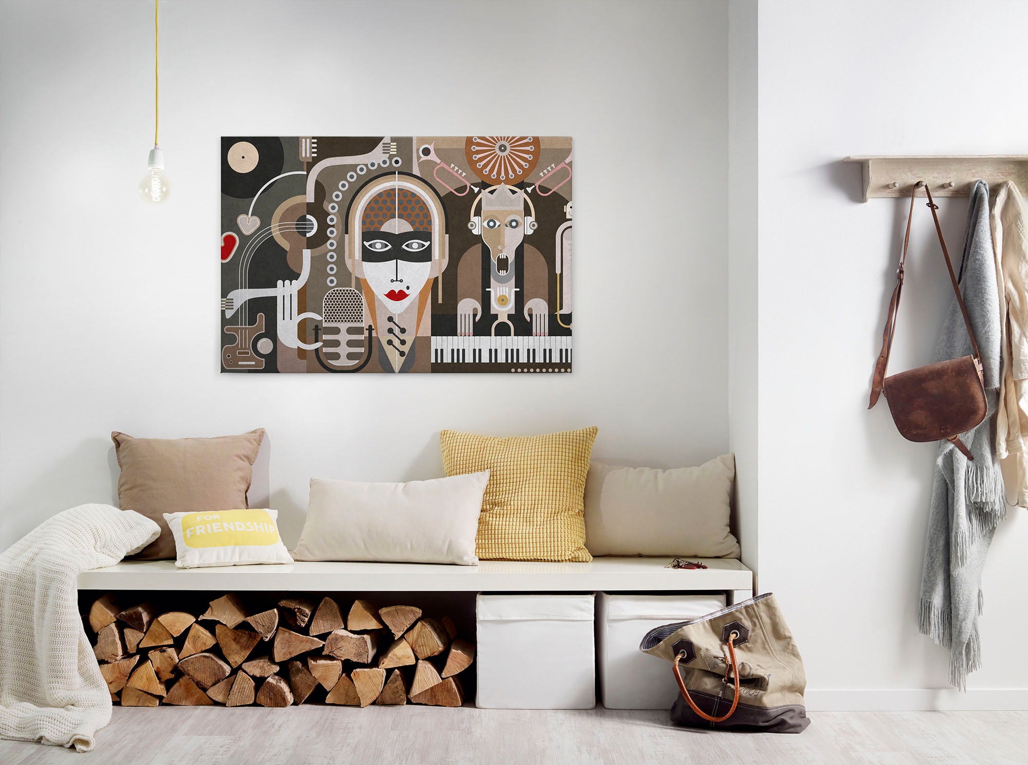 A.S. Création Leinwandbild "wall of sound 3" Abstrakt Kunst 1 Stk. tlg. Keilrahmen Bild Musik Abstrakt Bunt Leinwand-Bild Wohnzimmer modern