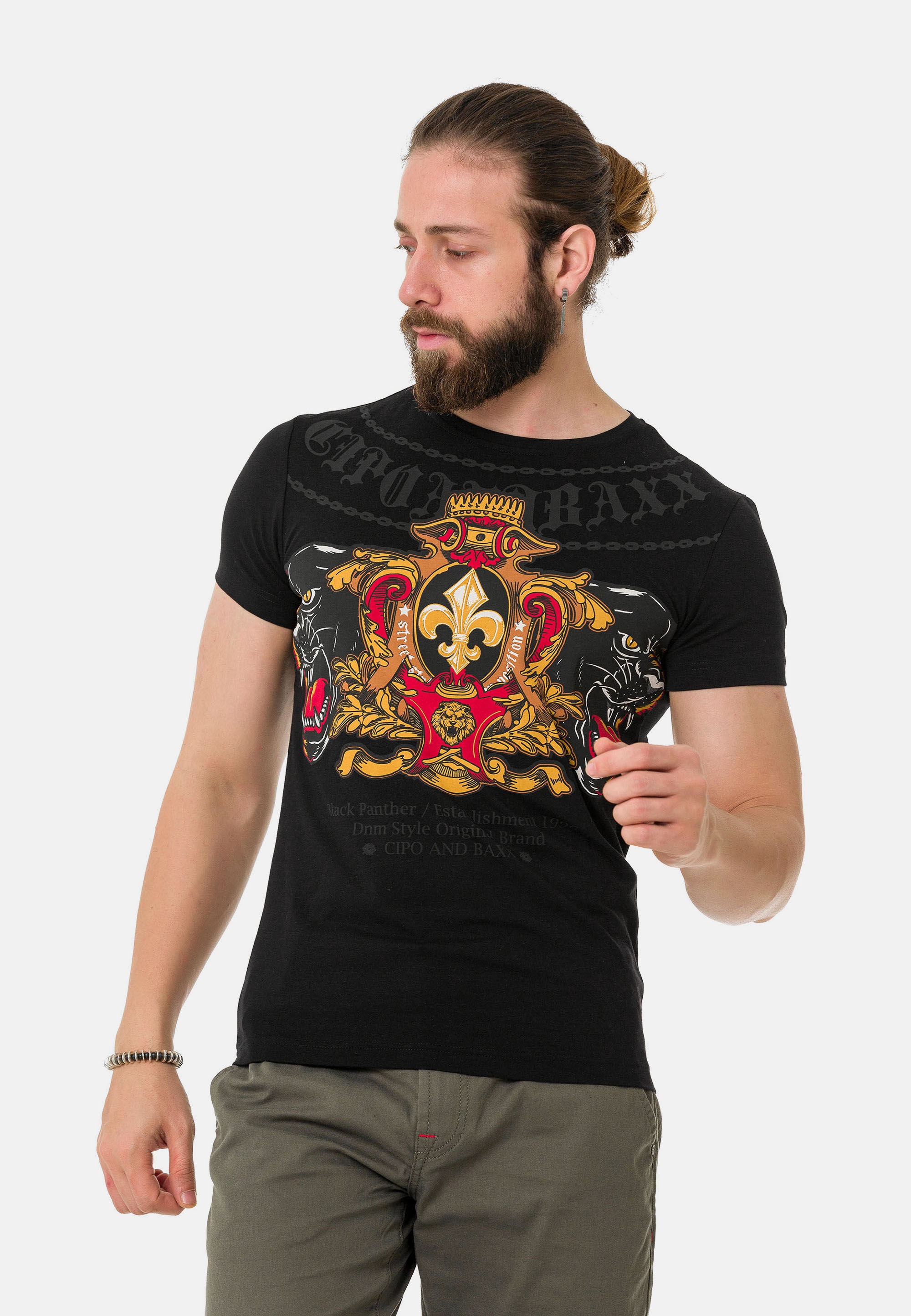 Cipo & Baxx T-Shirt »T-Shirt«, mit Panther Print