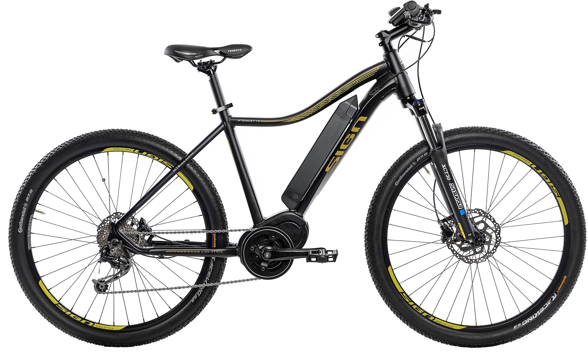 SIGN E-Bike, 9 Gang, Shimano, Shimano Deore, Mittelmotor 250 W, Pedelec, Elektrofahrrad für Damen u. Herren, MTB