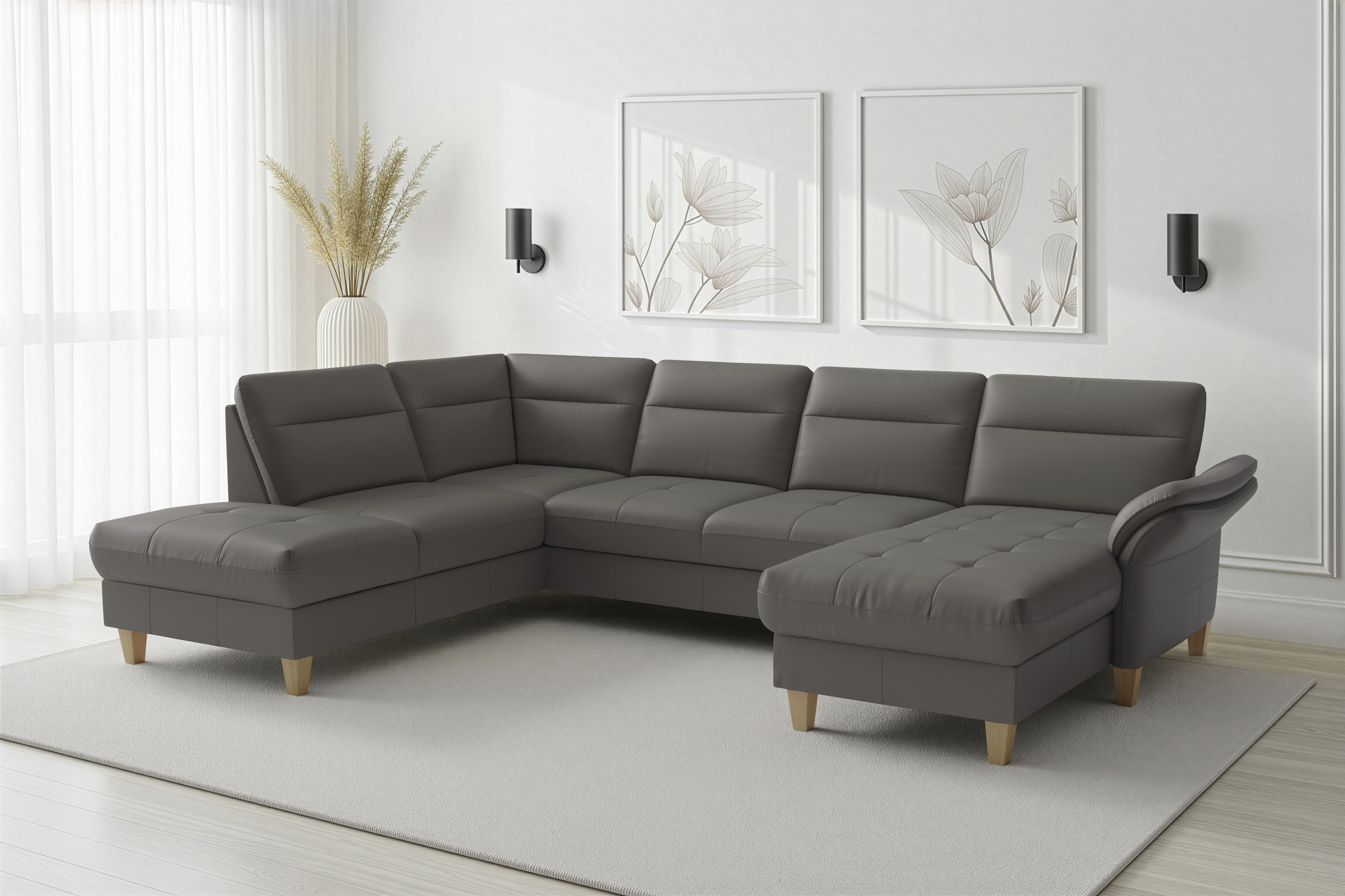 sit&more Wohnlandschaft "Pamela U-Form, B: 292 cm, optional Schlaffunktion & Bettkasten, Leder"