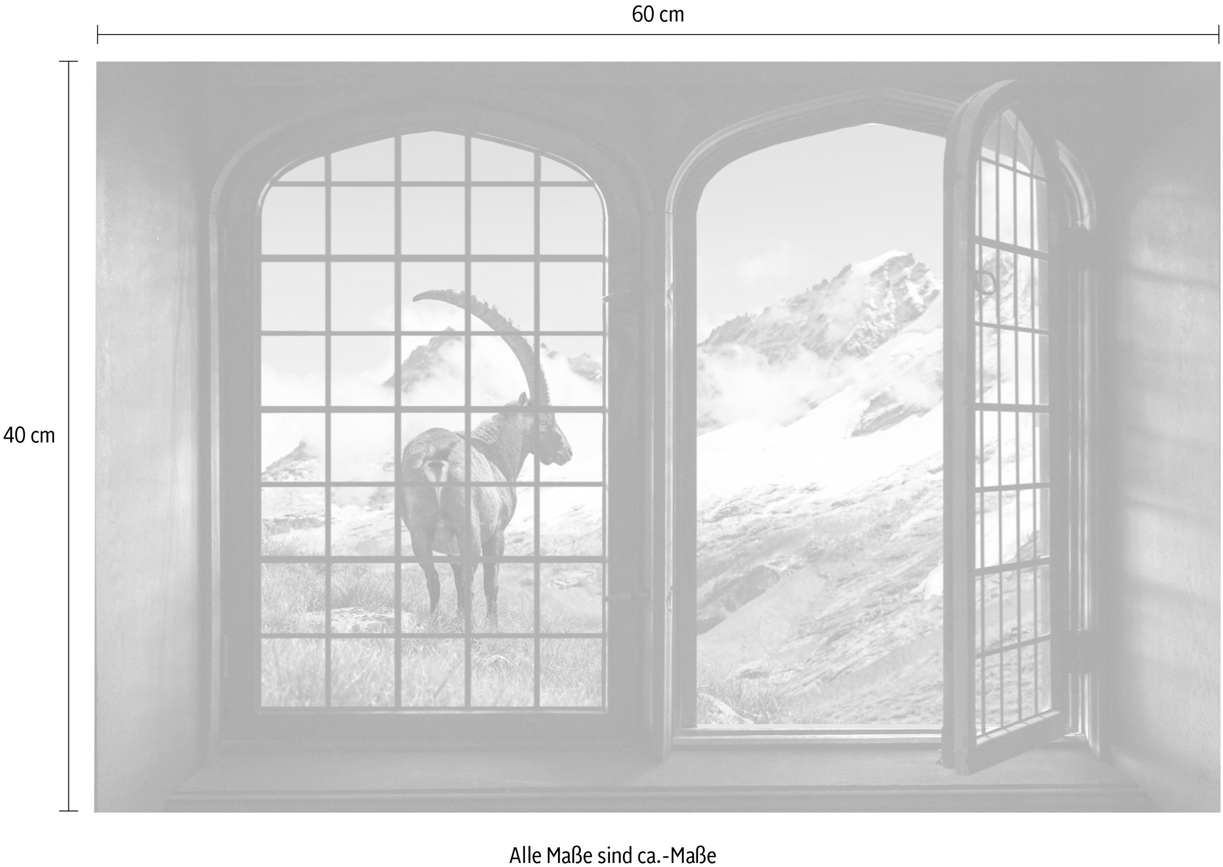 queence Wandsticker »Die Berge«, Wandsticker, Wandbild, selbstklebend, 3D, Fenster