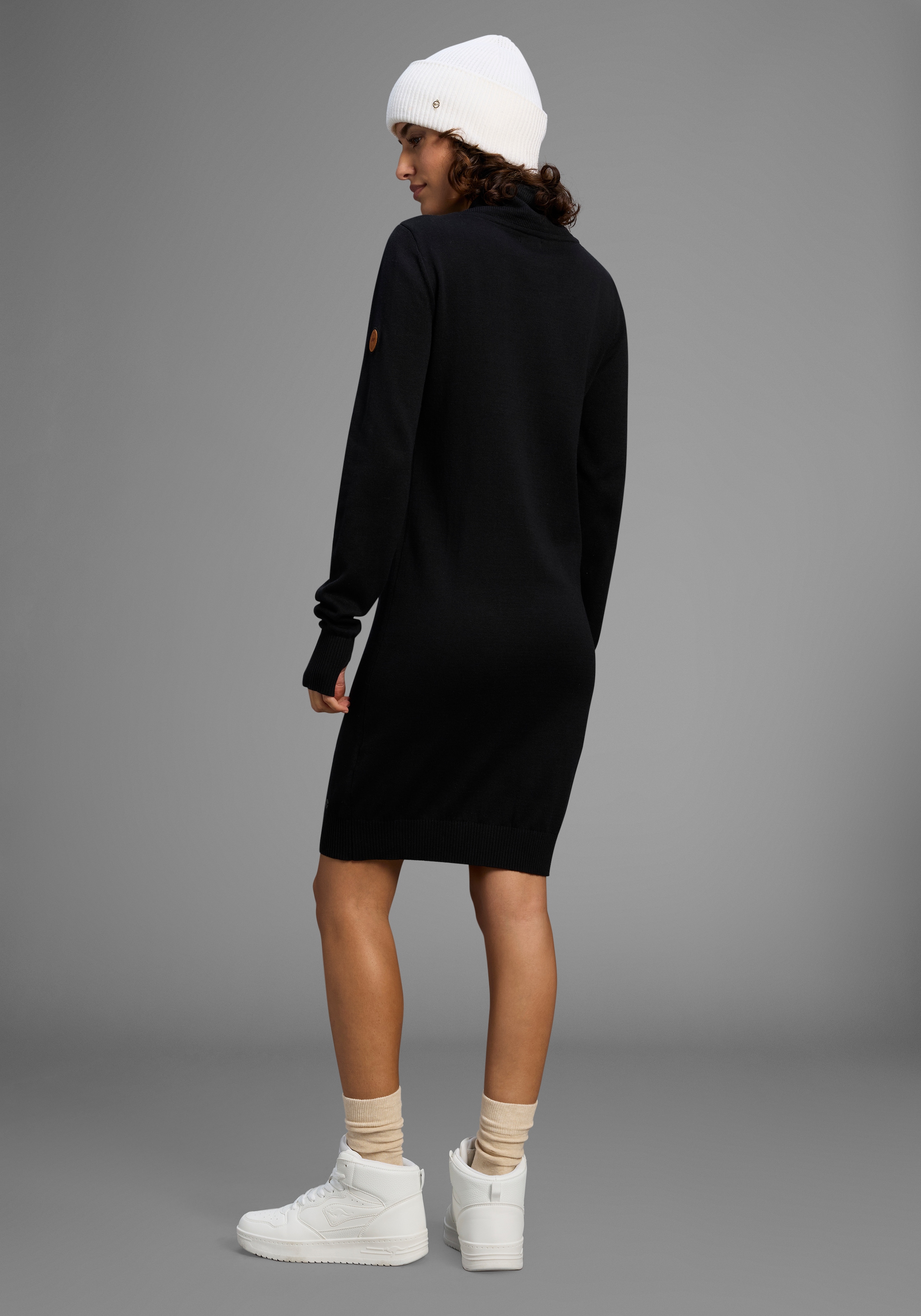 KangaROOS Strickkleid, mit hohem asymetrischem Kragen