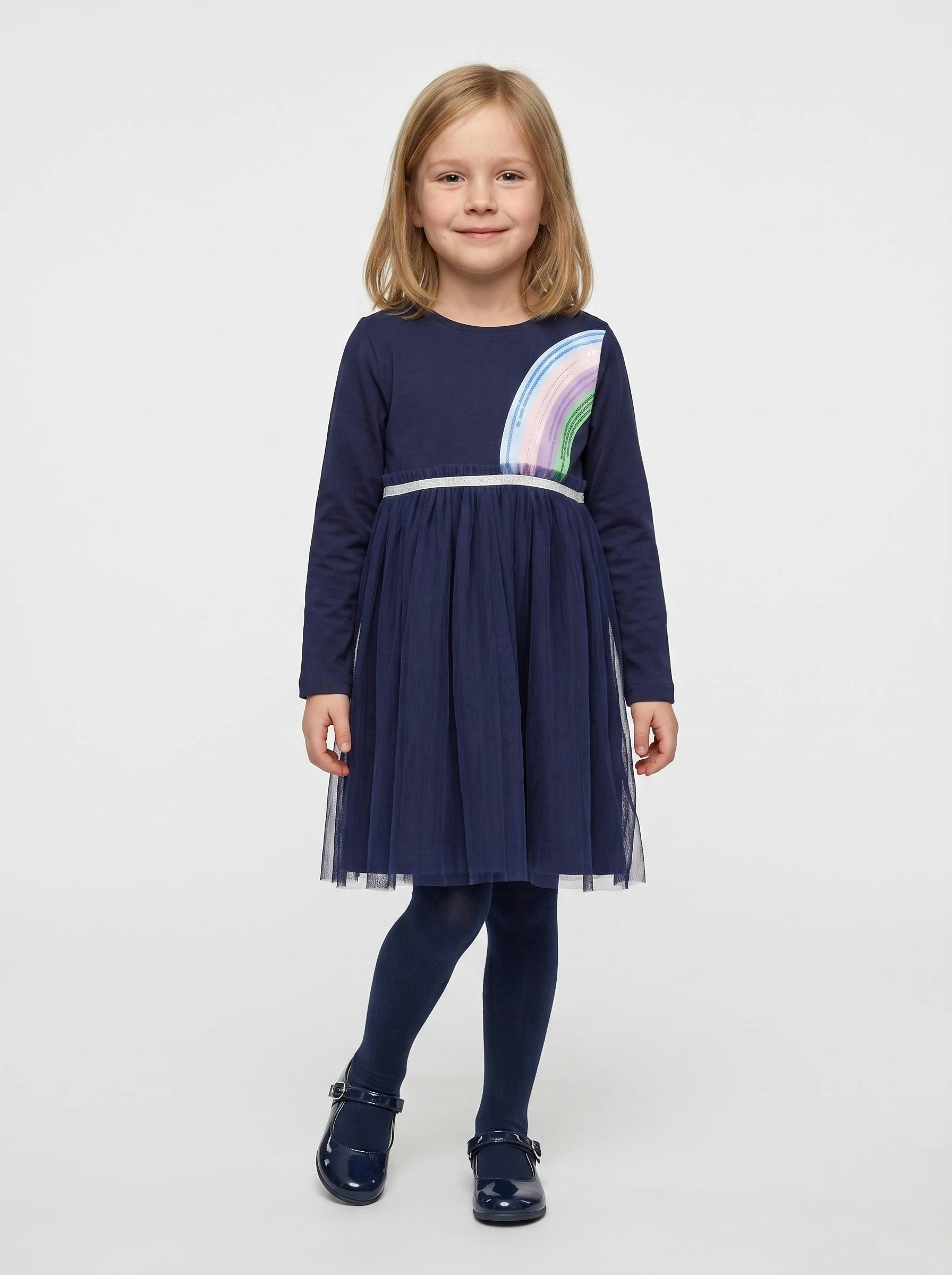 Blue Seven Jerseykleid mit aufgesetztem Tüllrock, Pailletten und Glitzerdetails