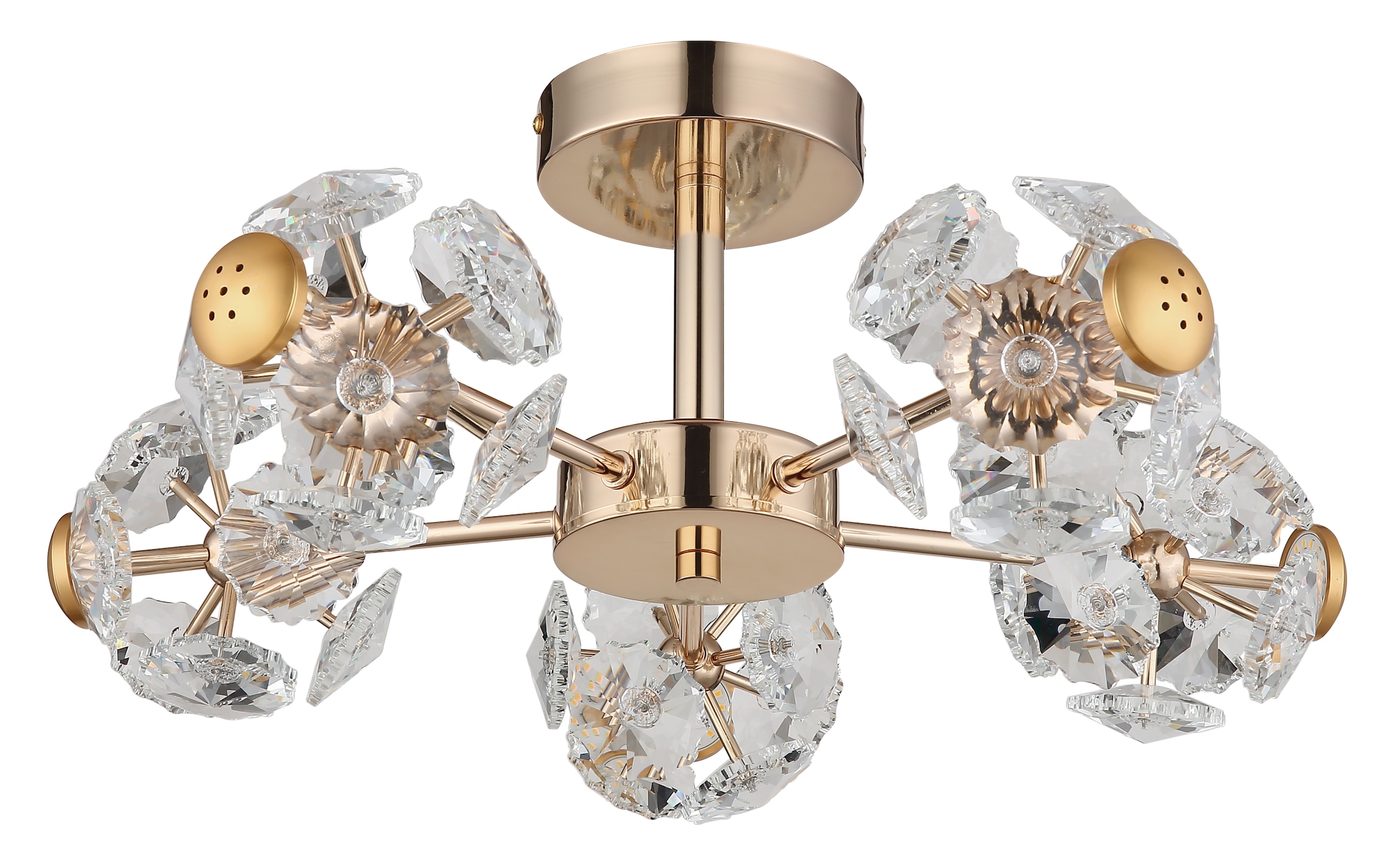 GLOBO LIGHTING LED Deckenleuchte »FLORIELLA«, Leuchtmittel LED-Modul | LED fest integriert, Deckenlampe/goldfarben/Glaskristalle/3000K