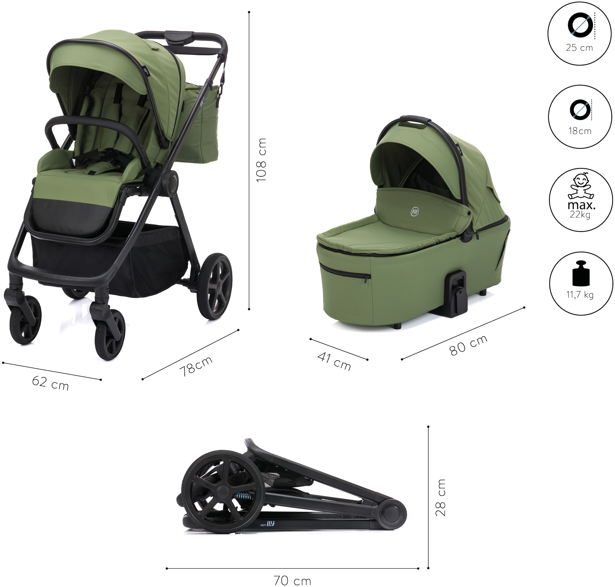 Fillikid Kombi-Kinderwagen »Lion« 22 kg