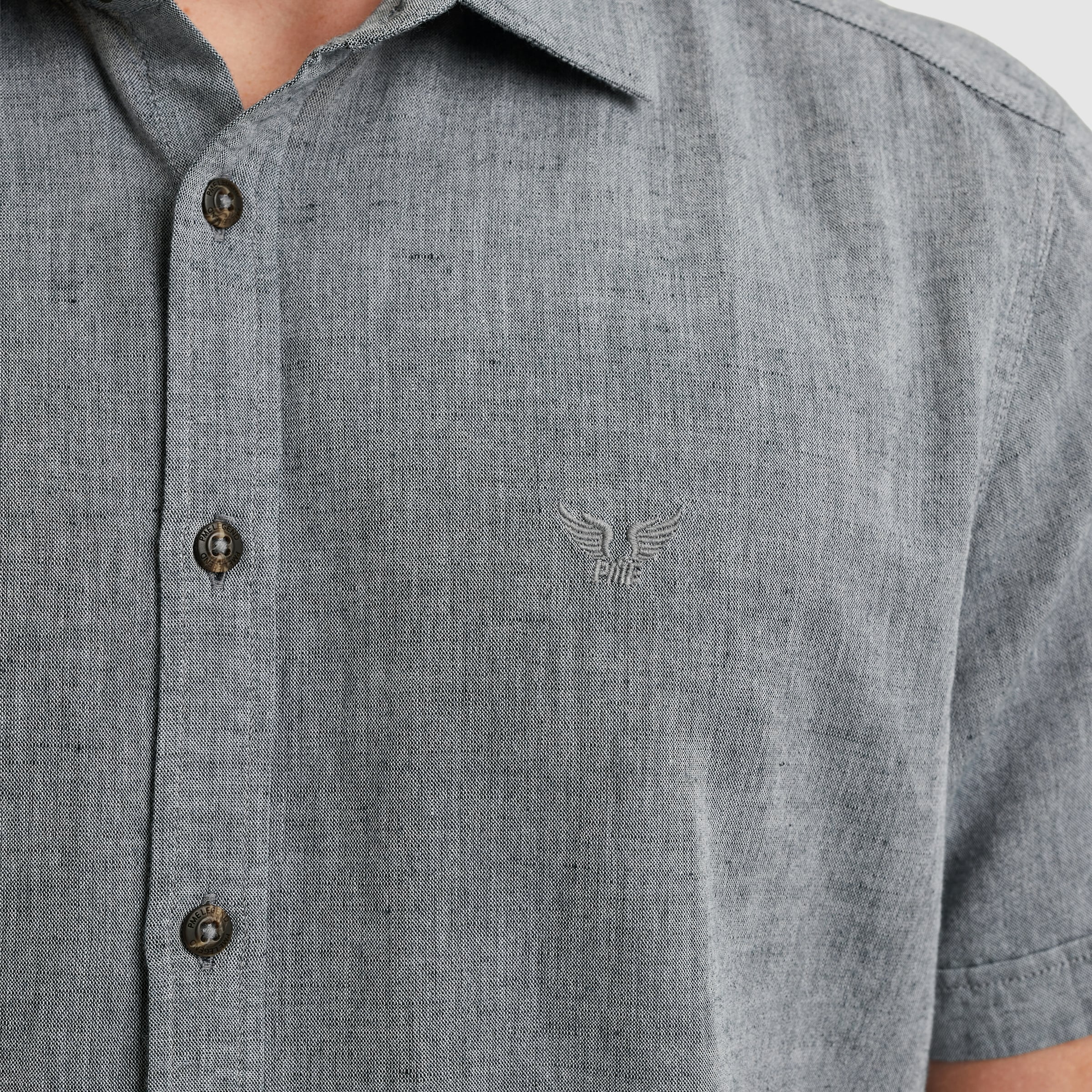 PME LEGEND Kurzarmhemd »Short Sleeve Shirt Ctn Linen 2 tone«, in melierter Optik
