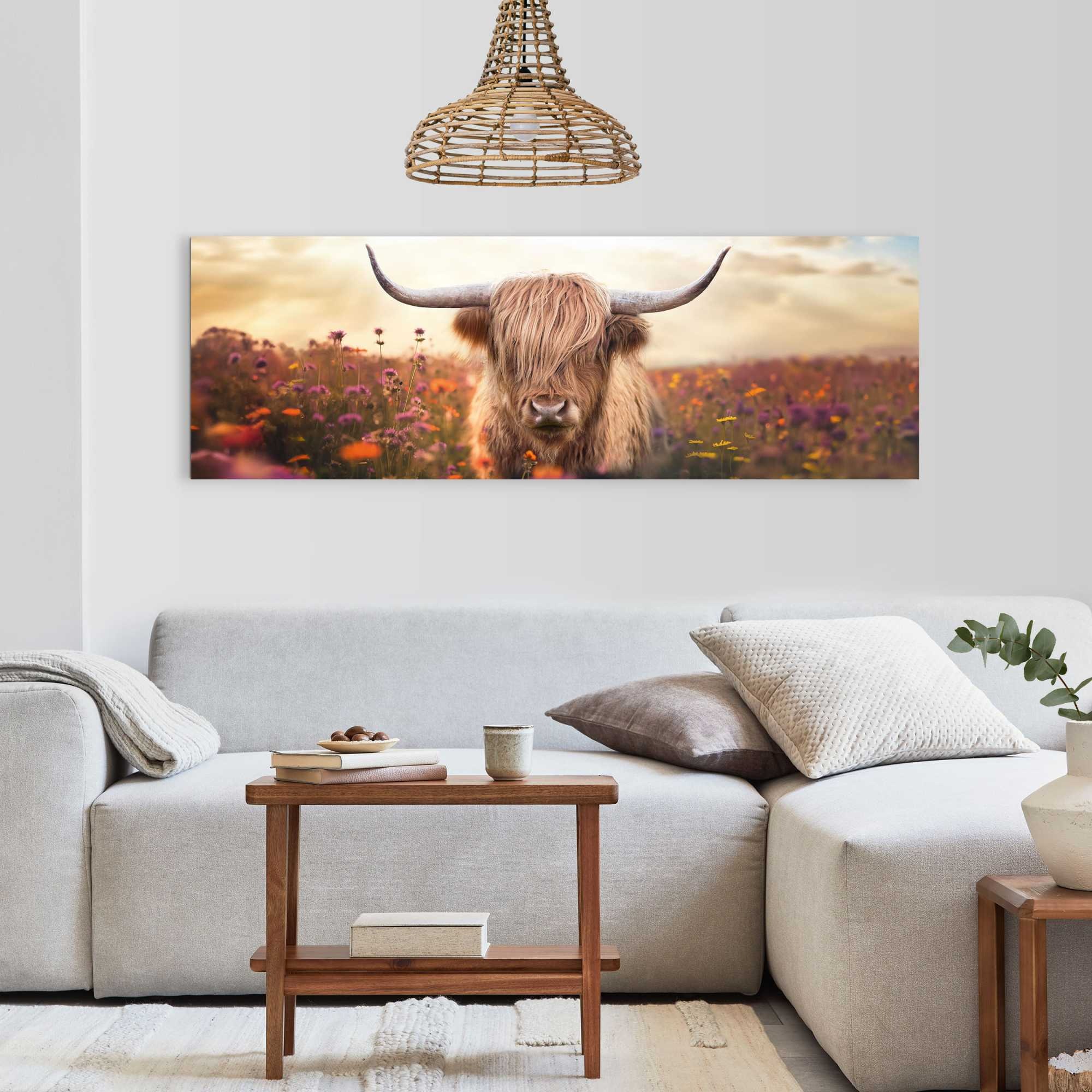 Reinders! Deco-Panel »Frühlingshochländer«, Wohnzimmer - Braun - MDF - Tiere - 156x52 cm