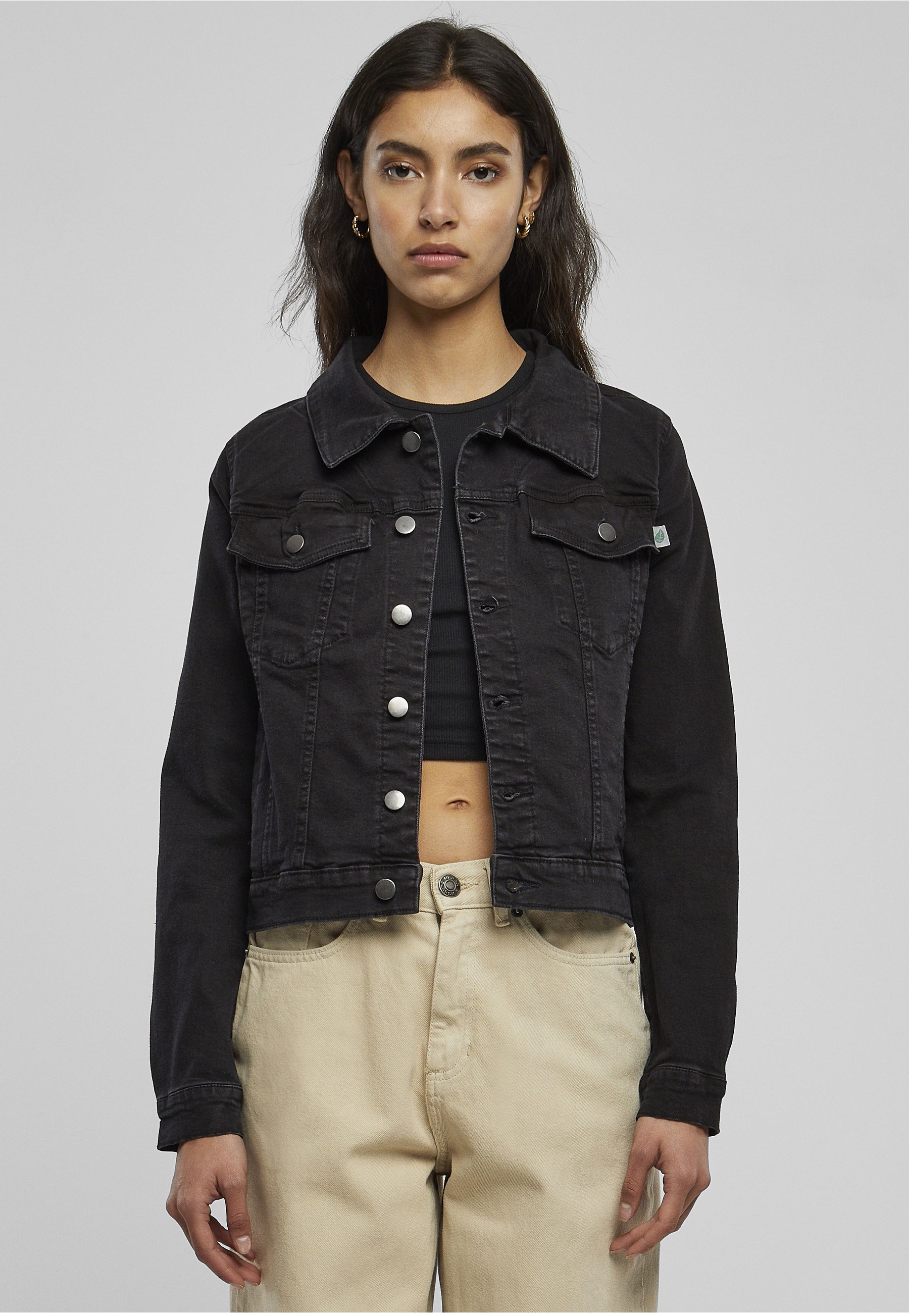 URBAN CLASSICS Jeansjacke »Urban Classics Damen Ladies Organic Denim Jacket« 1 Stk. tlg. ohne Kapuze