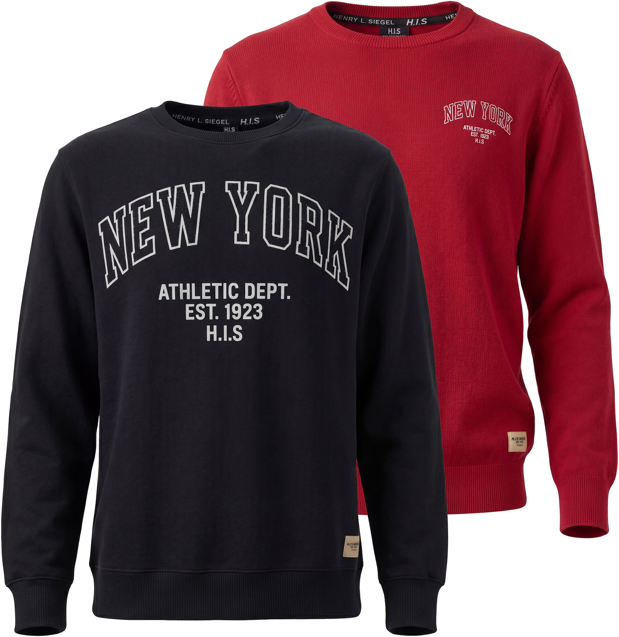 H.I.S Sweatshirt "2er Packung H.I.S Sweatshirts mit Logoprint", 2er Packung, 2 Sweats mit Logo-Prints, mit Rundhalsausschnitt, Langarm, für Jungen