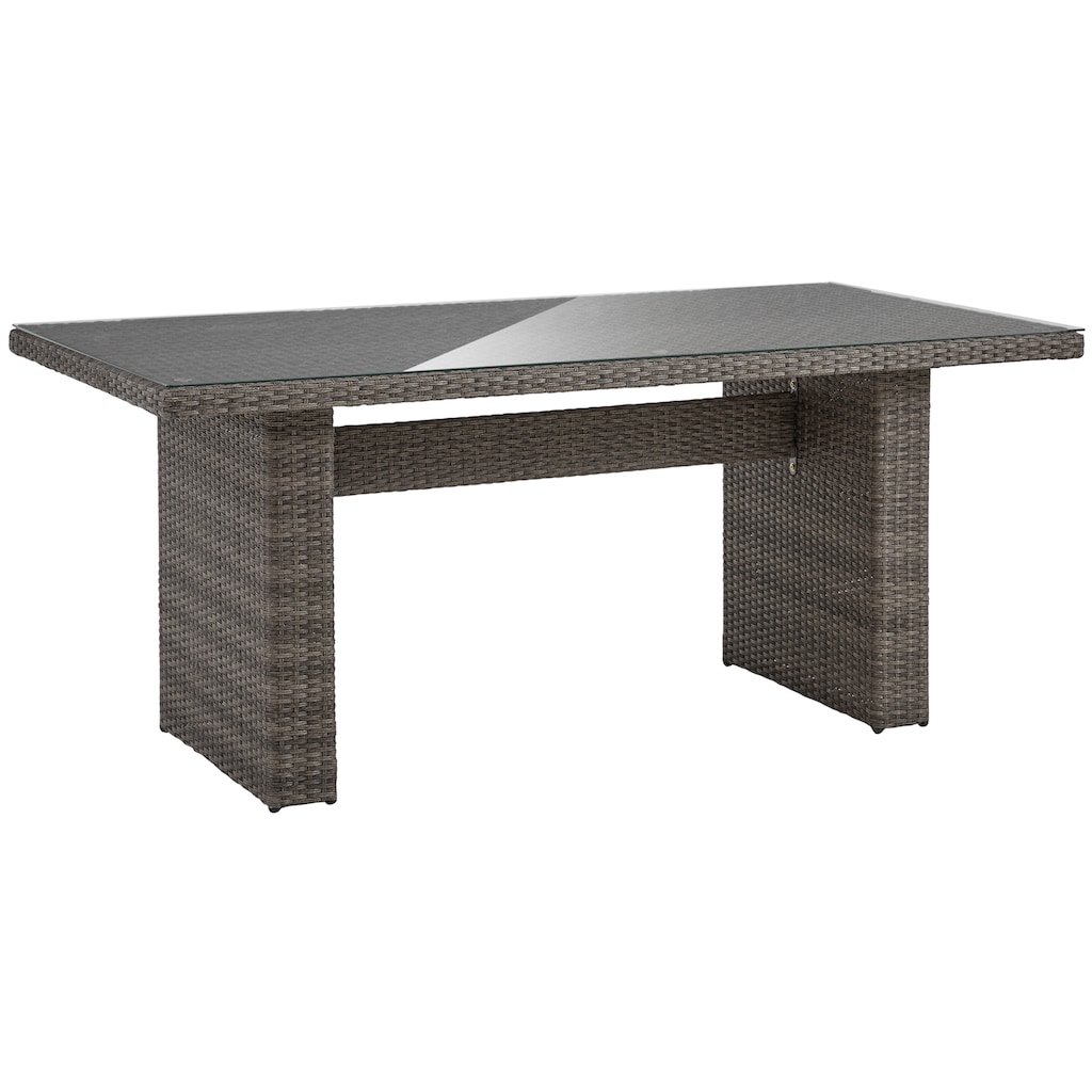 KONIFERA Garten-Essgruppe »Casablanca«, (Set, 7 tlg., 6x Sessel, 1x Tisch 180x90x74 cm, Stahl/Polyrattan), inkl. Auflagen