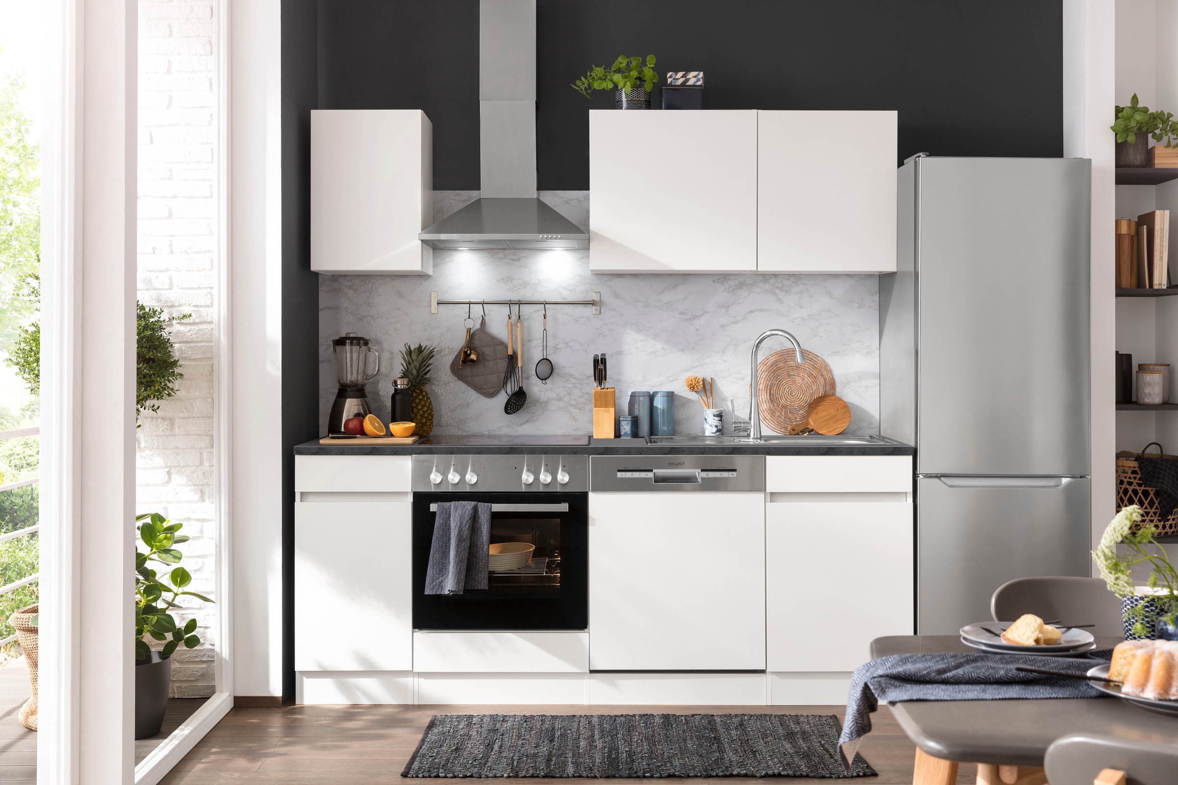 OPTIFIT Küchenzeile »Roth«, Breite 210 cm, wahlweise mit E-Geräten, Push-to-Open-Funktion