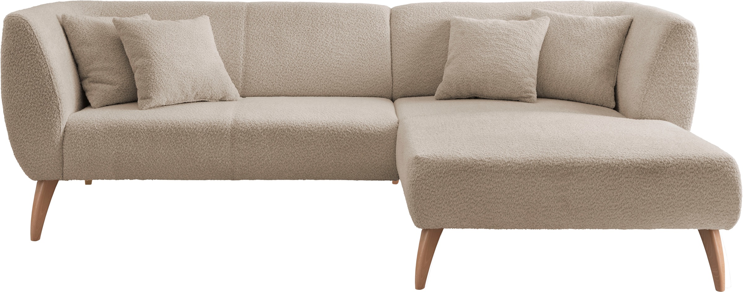 INOSIGN Ecksofa »Colori L-Form«, Holzfußfarbe wählbar, inkl. 4x Zierkissen