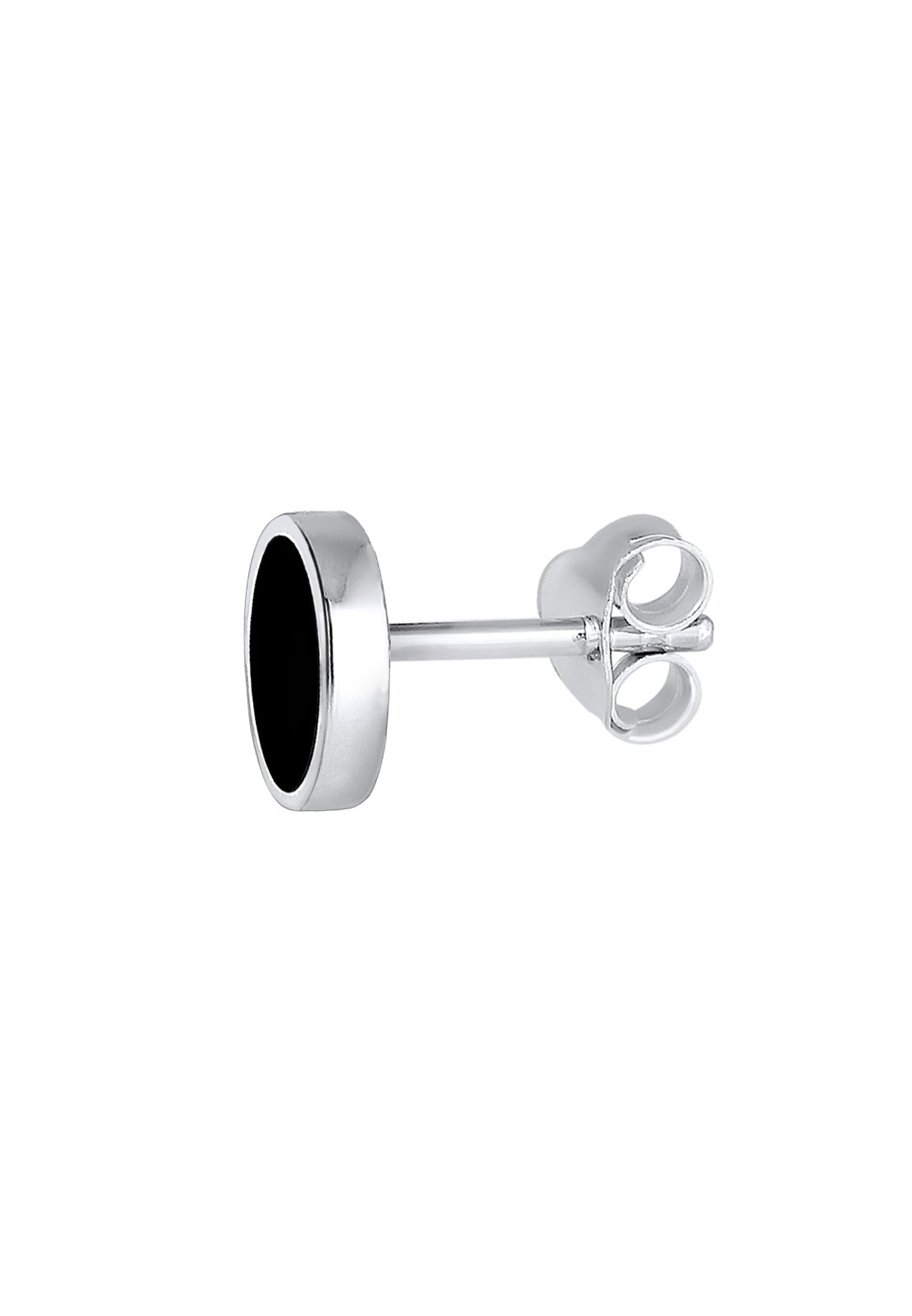 Kuzzoi Paar Ohrstecker »Ohrringe Ohrstecker Rund Emaille schwarz 925 Sterling Silber (Einzelstecker)«