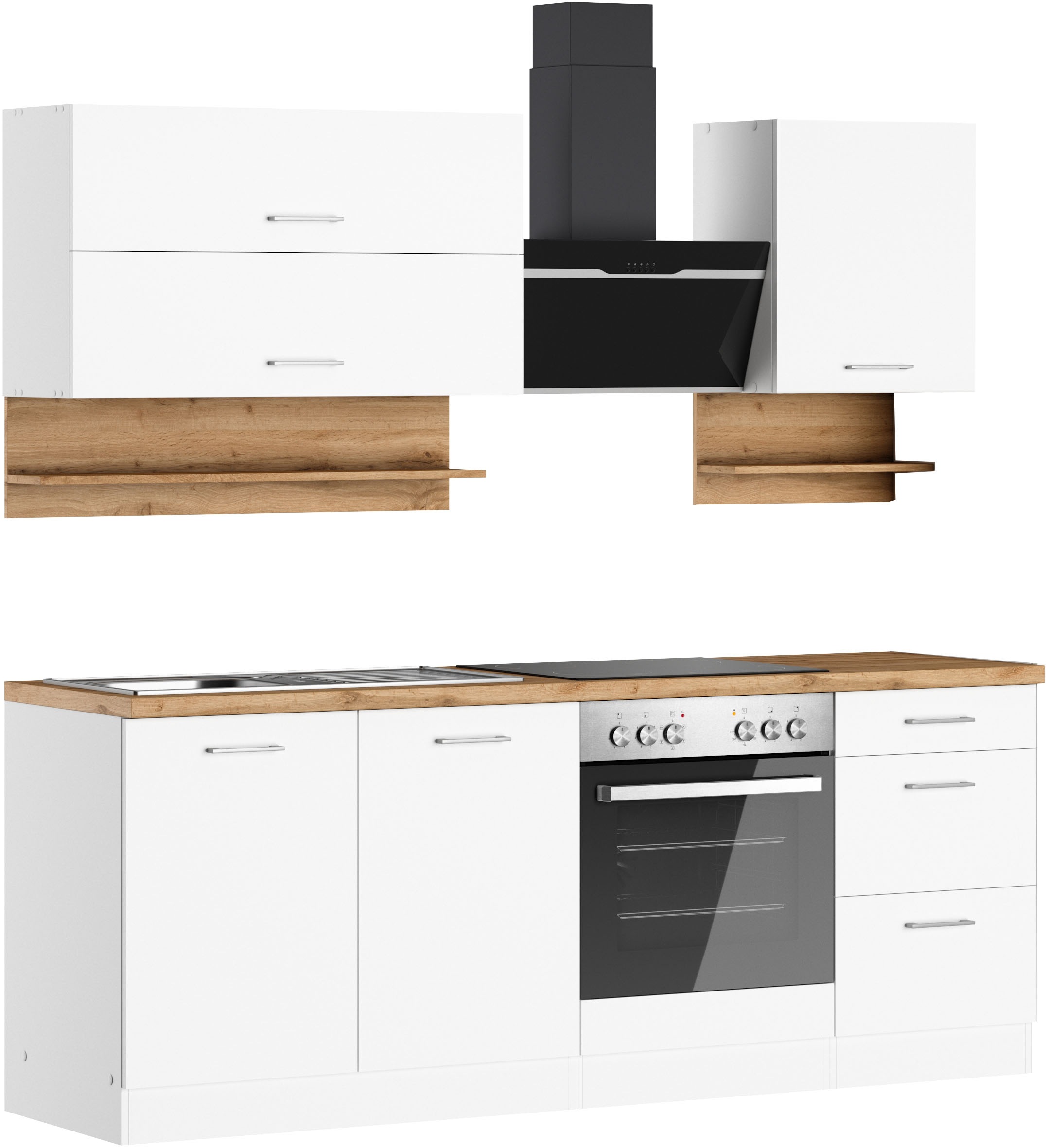 KOCHSTATION Küchenzeile »KS-Milan«, 210 cm breit, robuste Metallauszüge, viel Stauraum