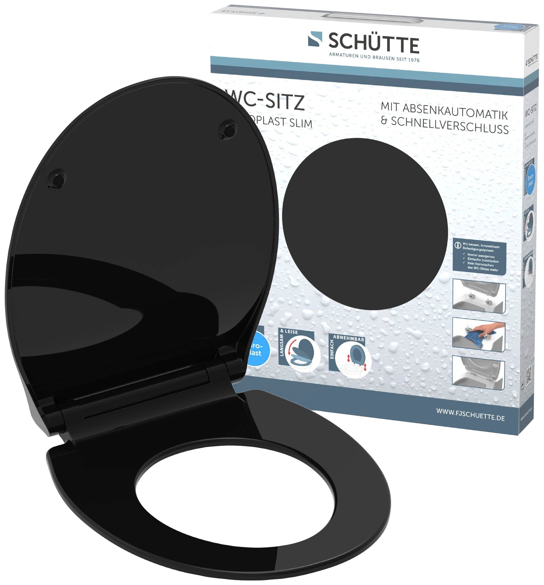 Schütte WC-Sitz "SLIM", Duroplast, Absenkautomatik, Schnellverschluss, besonders flache Form