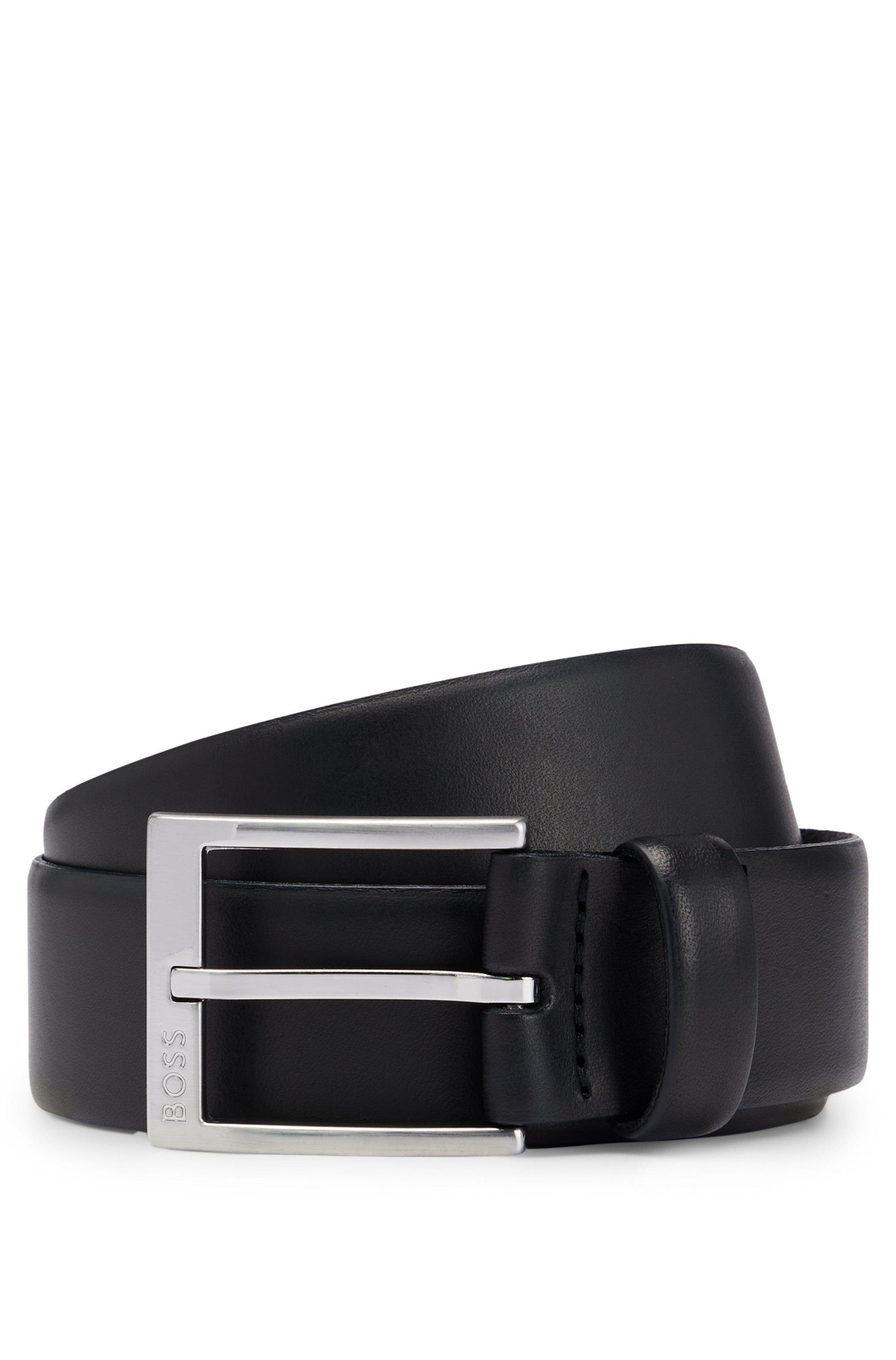 Thumbnail - BOSS Ledergürtel mit eckiger Schließe und eingraviertem Logo