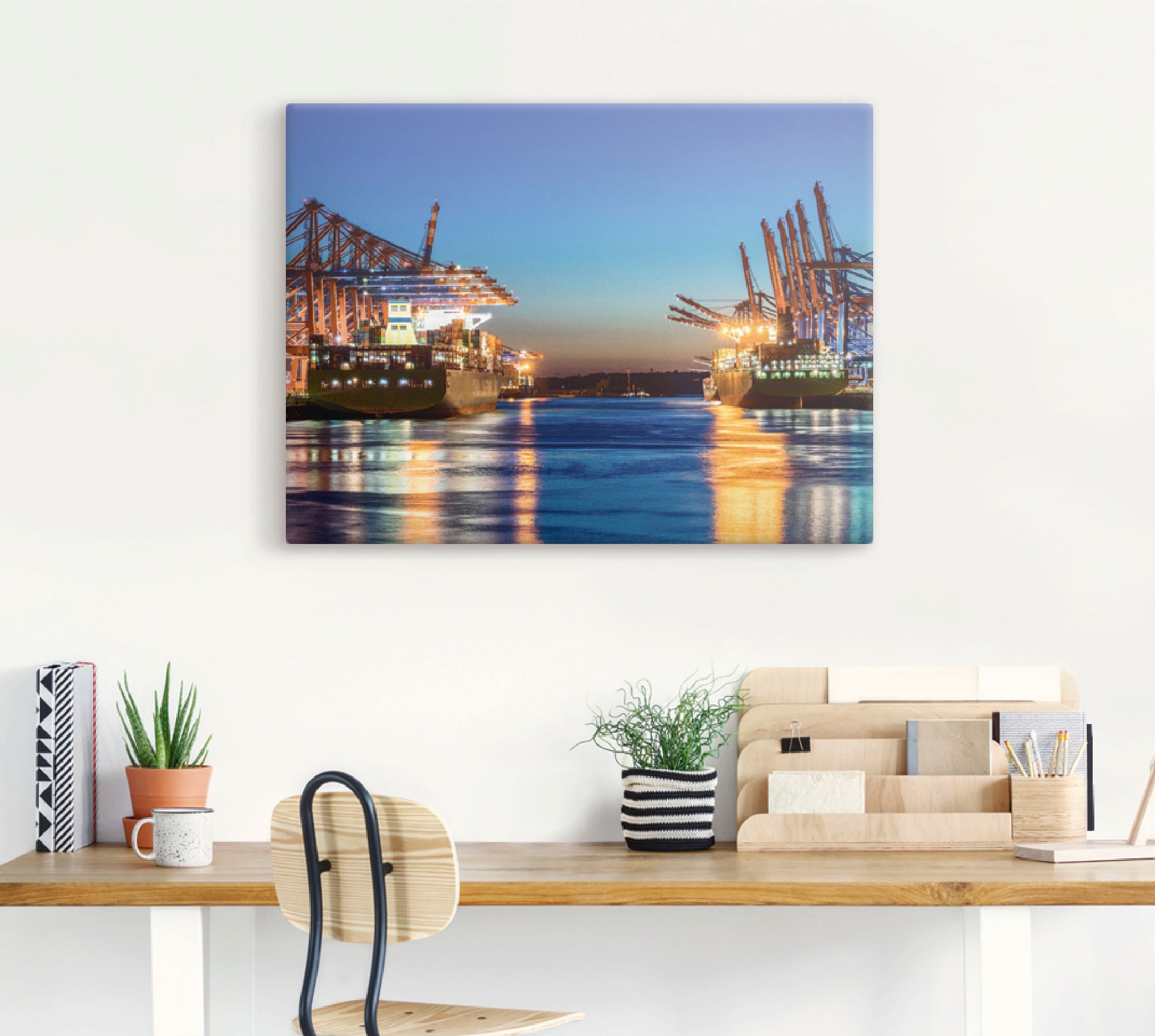 Artland Wandbild »Hamburg Hafen am Abend 2«, Deutschland, (1 St.), als Leinwandbild, Poster in verschied. Größen