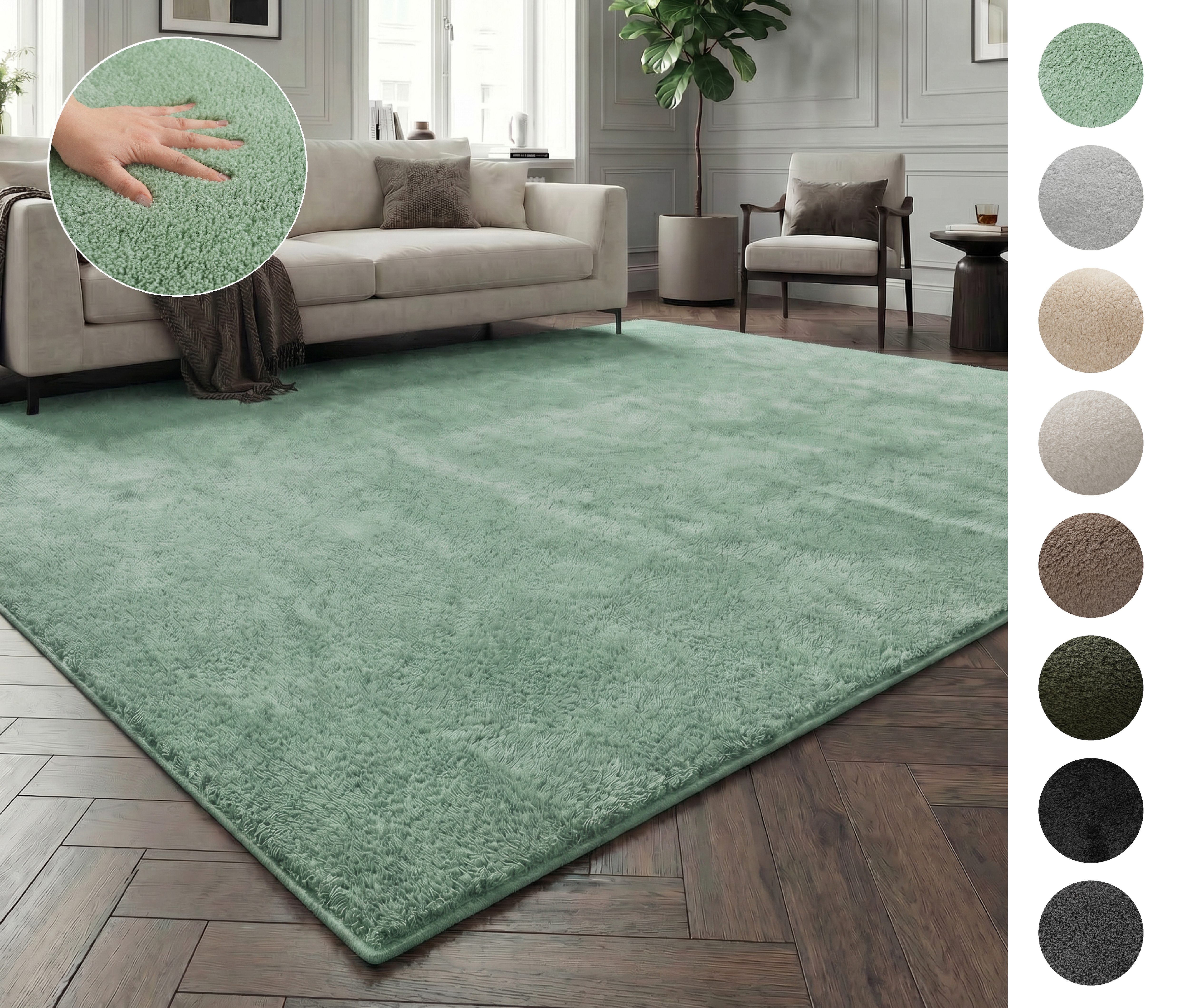 OTTO home Teppich "Cali, in Standard- und Premium-Qualität, 13 mm oder 16 mm Höhe" rechteckig Uni-Farben, kuschelig, & weich, waschbar, Wohnzimmer, Schlafzimmer