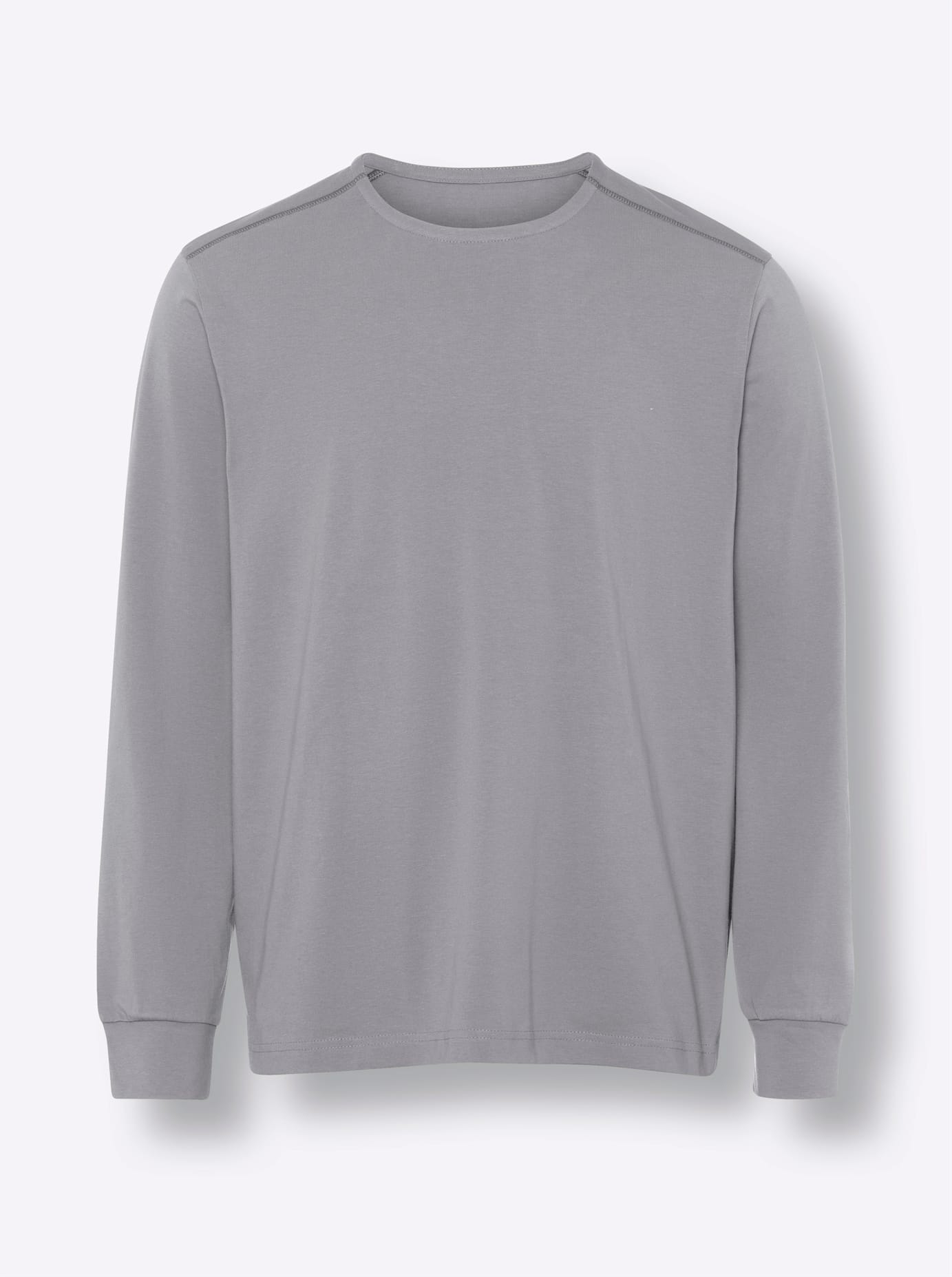 Rundhalsshirt CLASSIC "Langarm-Shirt", Herren, Gr. 48/50, grau (grau, meliert), 100% Baumwolle, 10% Viskose, 90% Baumwolle, unifarben, Rundhals, Shirts Rundhalsshirt 2