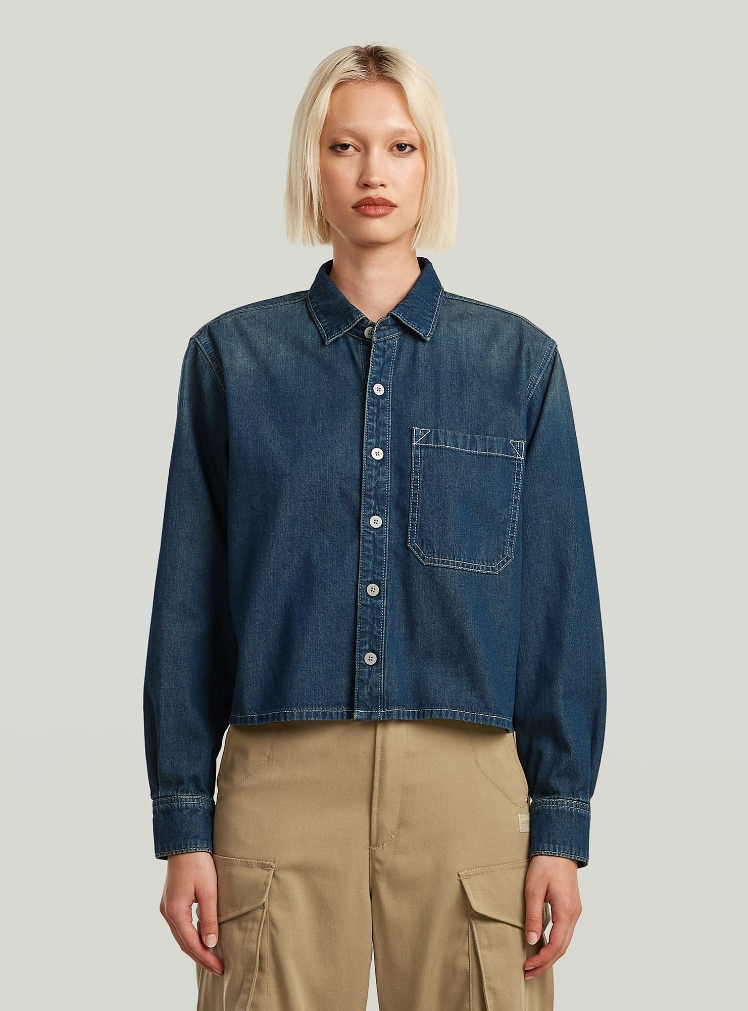 G-STAR Langarmshirt "Boxy Relaxed 1-Pocket Shirt" günstig online kaufen