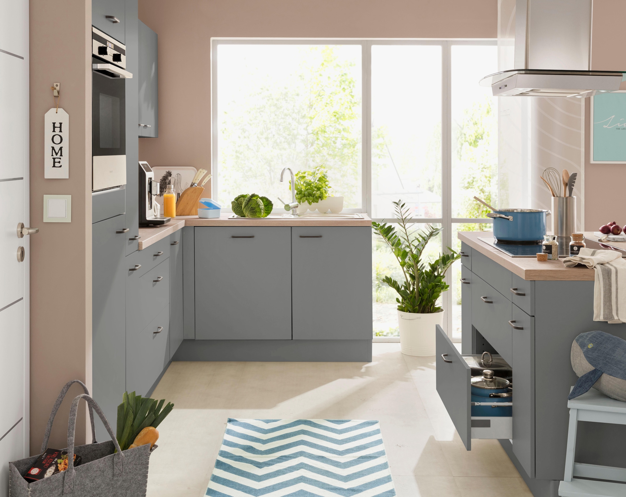 OPTIFIT Winkelküche »Elga«, Premium-Küche mit Soft-Close-Funktion, Stellbreite 265 x 175 cm