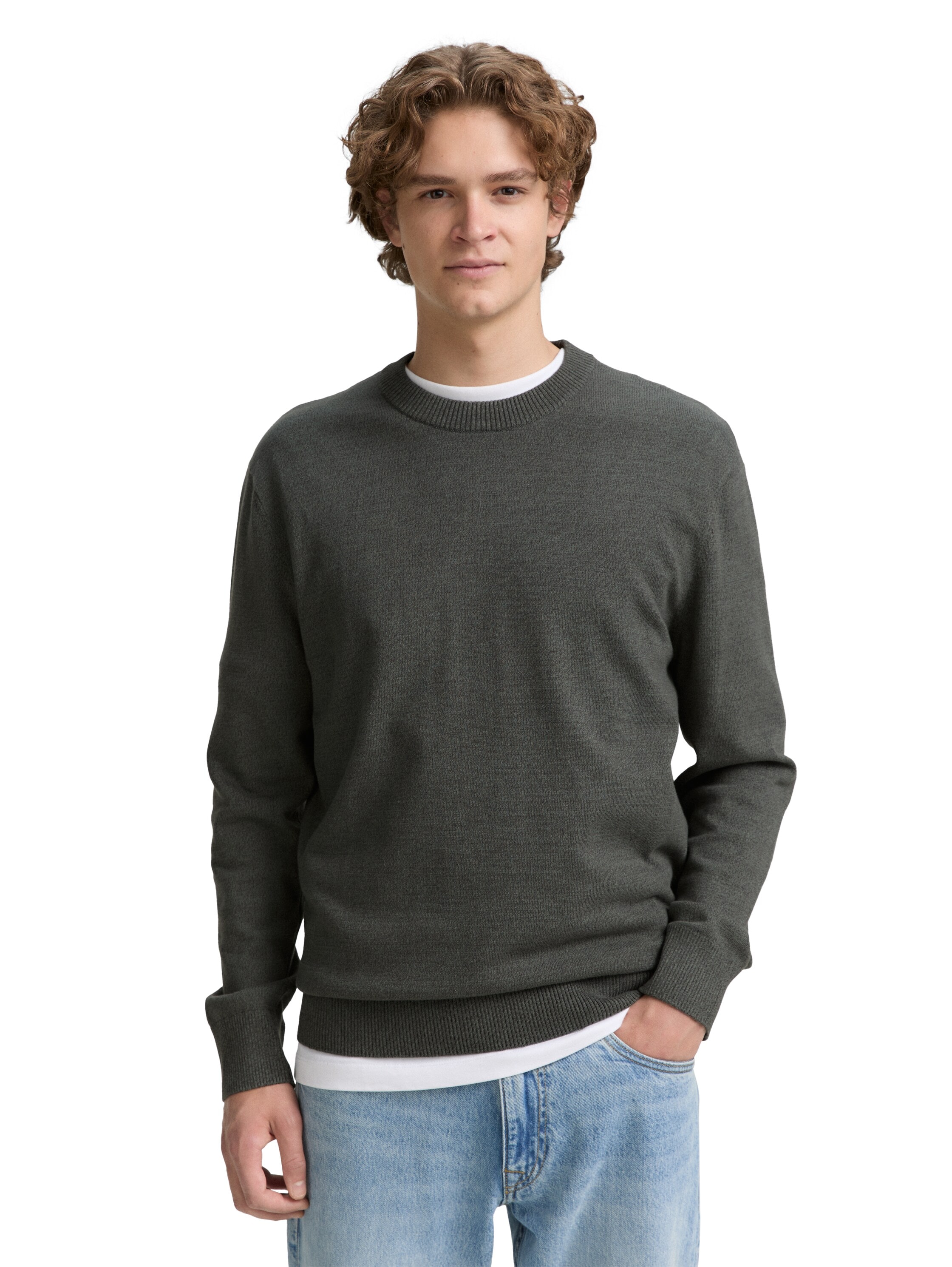 TOM TAILOR Denim Strickpullover in melierter Optik günstig online kaufen