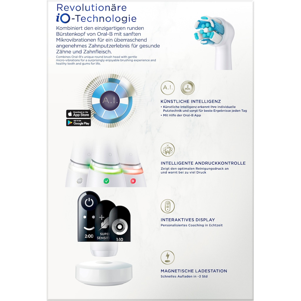 Oral-B Elektrische Zahnbürste »iO Series 7N mit 2. Handstück«, 2 St. Aufsteckbürsten, Magnet-Technologie