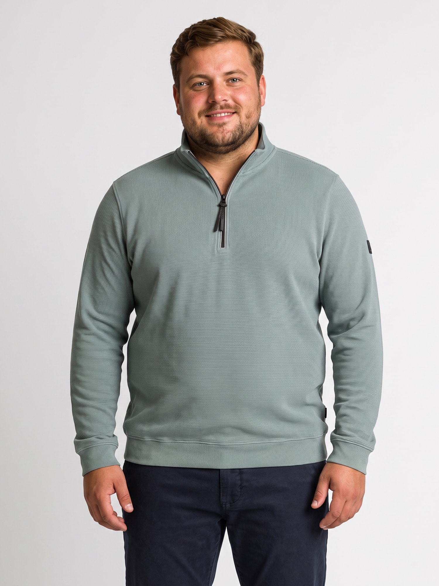 LERROS Sweatshirt "Troyer aus hochwertigem Strickgewebe in großen Größen"