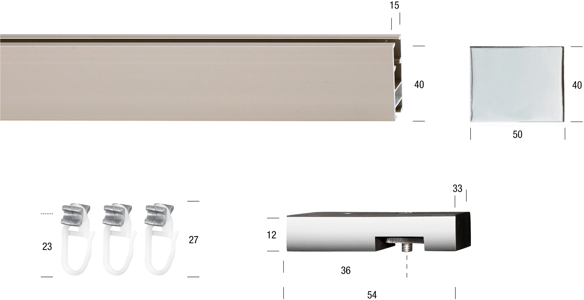 GARESA Gardinenstange »FLAT«, 1 läufig-läufig, Wunschmaßlänge, Rechteckprofil, Deckenmontage, perfekter Lauf, modern, verlängerbar