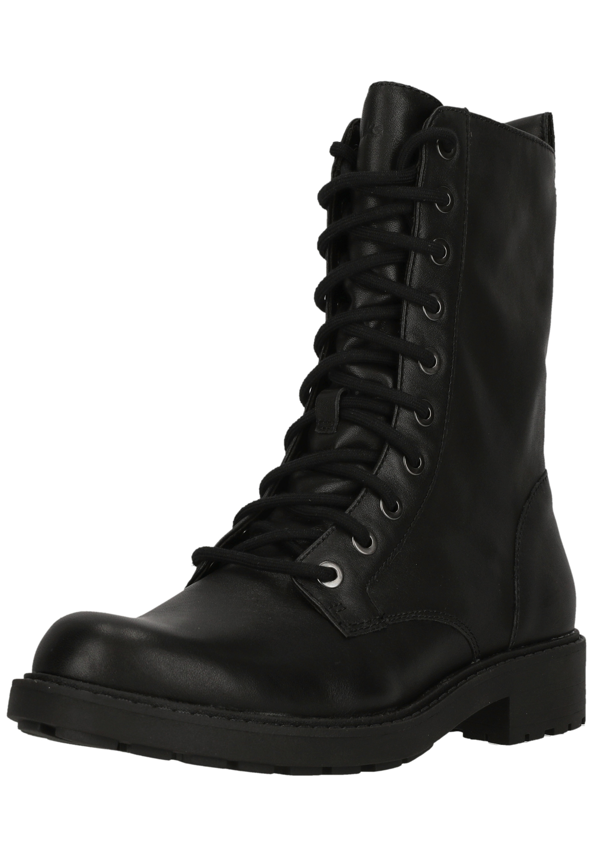 Clarks Stiefel "Orinoco2 Style Black Leather" mit profilierter Sohle für guten Halt