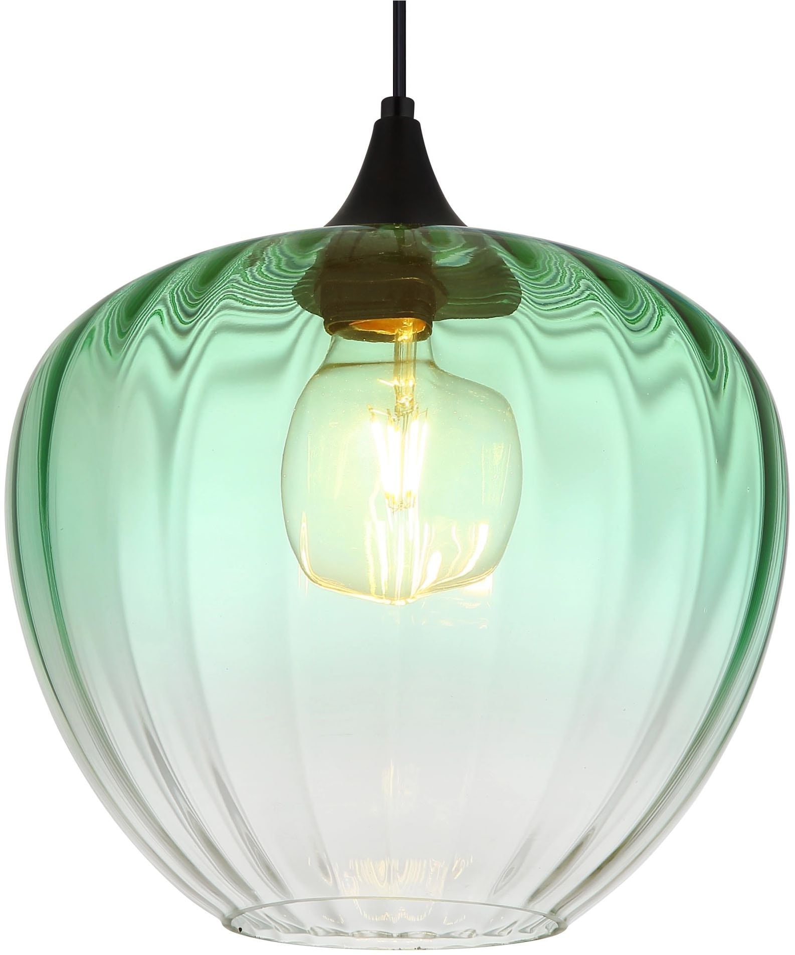 GLOBO LIGHTING Hängeleuchte »SANDER«, Leuchtmittel E27 | ohne Leuchtmittel, Glas mit Rillen