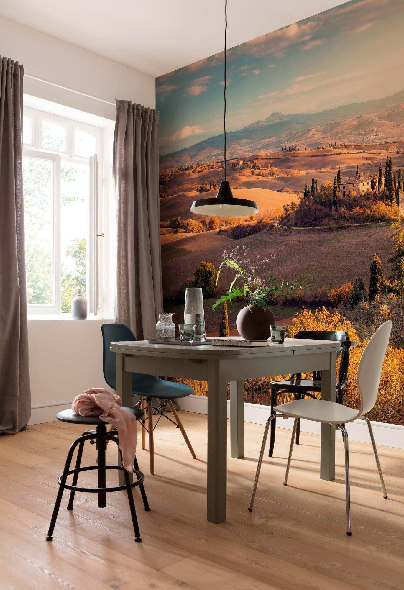 Komar Vliestapete »Digitaldruck Vlies - Toskanagold - Größe 400 x 250 cm«, bedruckt, Wohnzimmer, Schlafzimmer