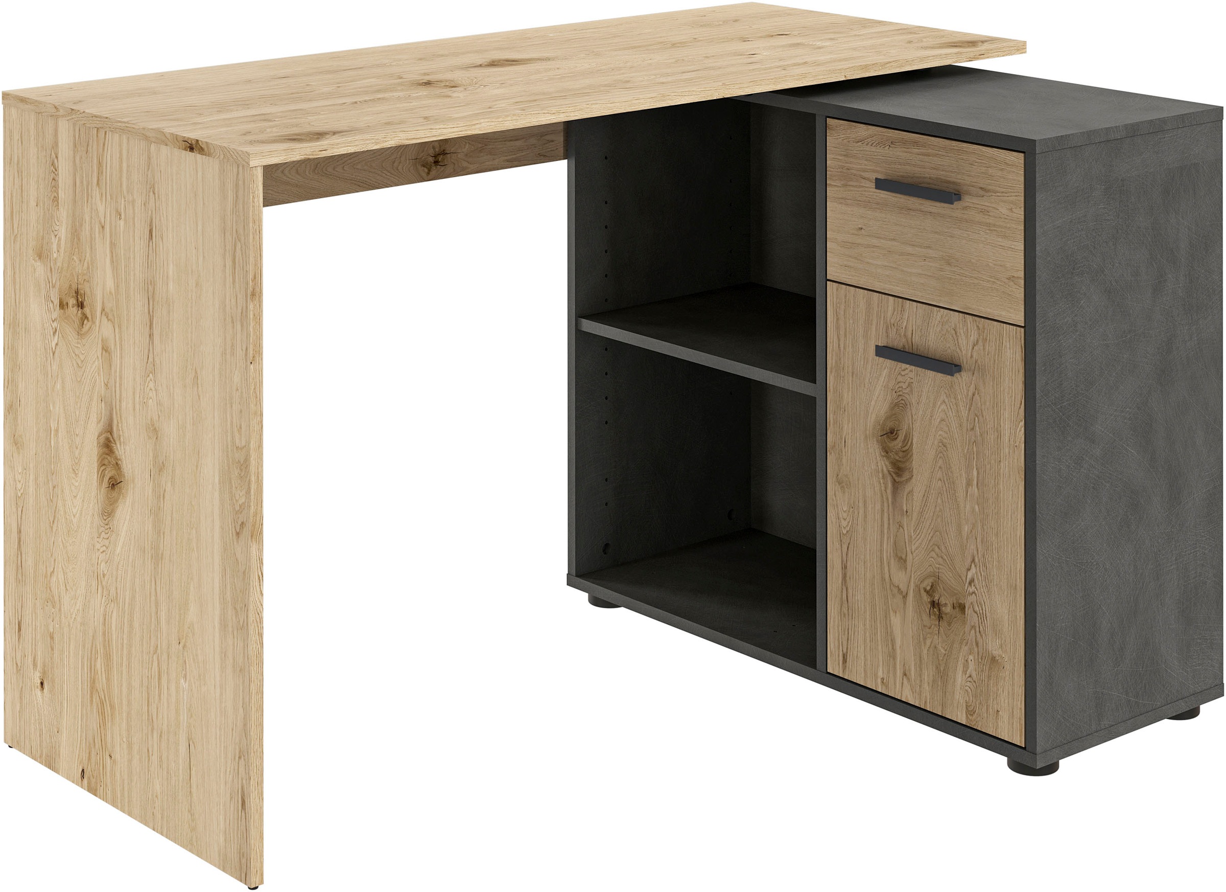 FMD Eckschreibtisch "AUGSBURG", Schreibtisch/ Sideboard m. Stauraum, beidse günstig online kaufen