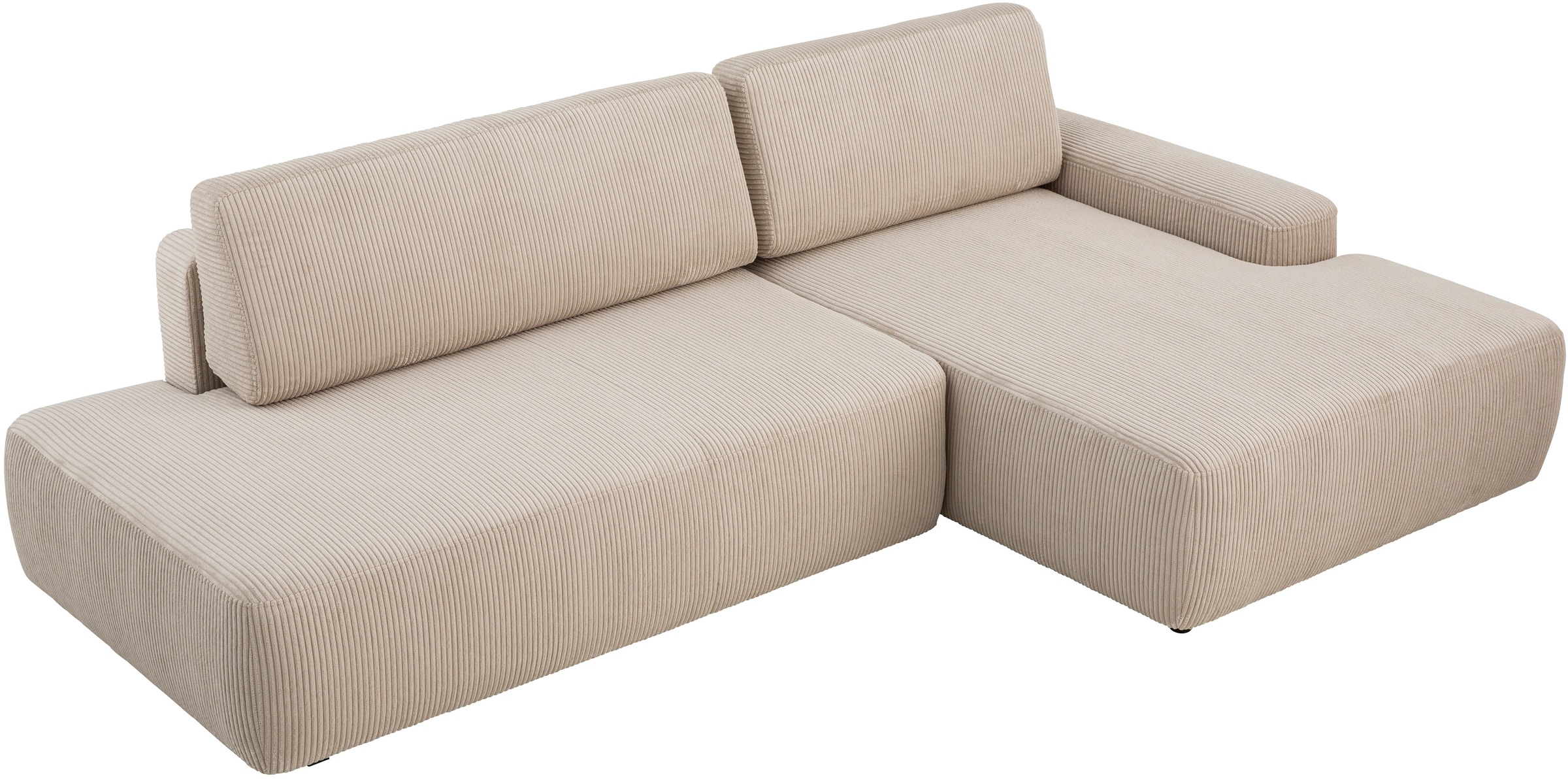INOSIGN Ecksofa »TORGE, Schlafsofa Cord, Samtvelours u. Strukur fein, Couch in L-Form«, Schlaffunktion und Bettkasten, Liegefläche: 210x125 cm, neues Design