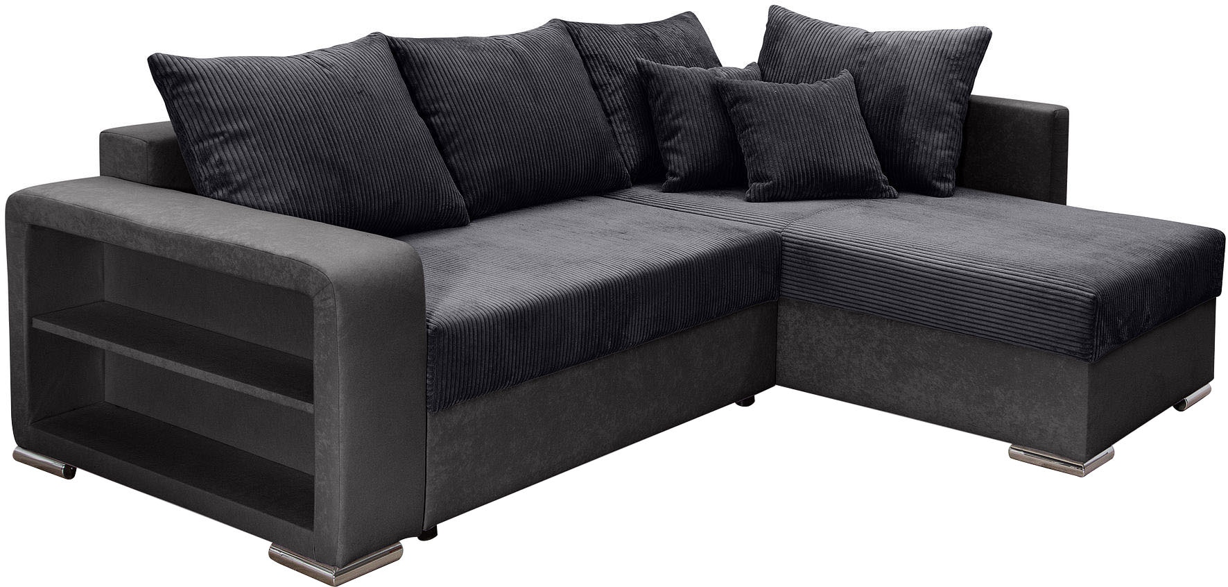 COLLECTION AB Ecksofa »John L-Form«, Regalarmlehne,Bettfunktion,Bettkasten,Ottomane beiseitig montierbar
