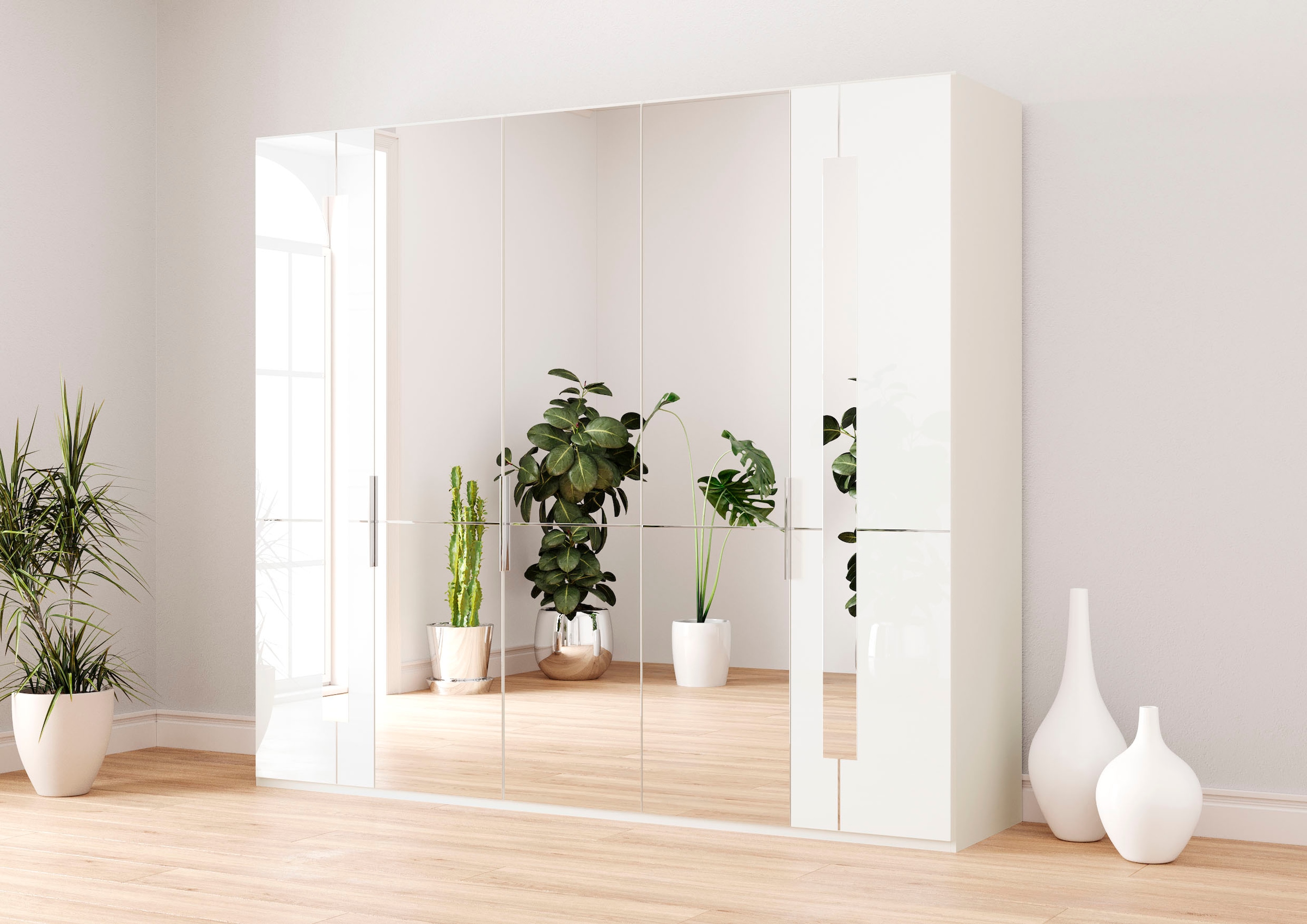 Musterring Kleiderschrank "Imola W" inkl. Einlegeböden und Kleiderstangen, mit Glas- und Spiegeltüren