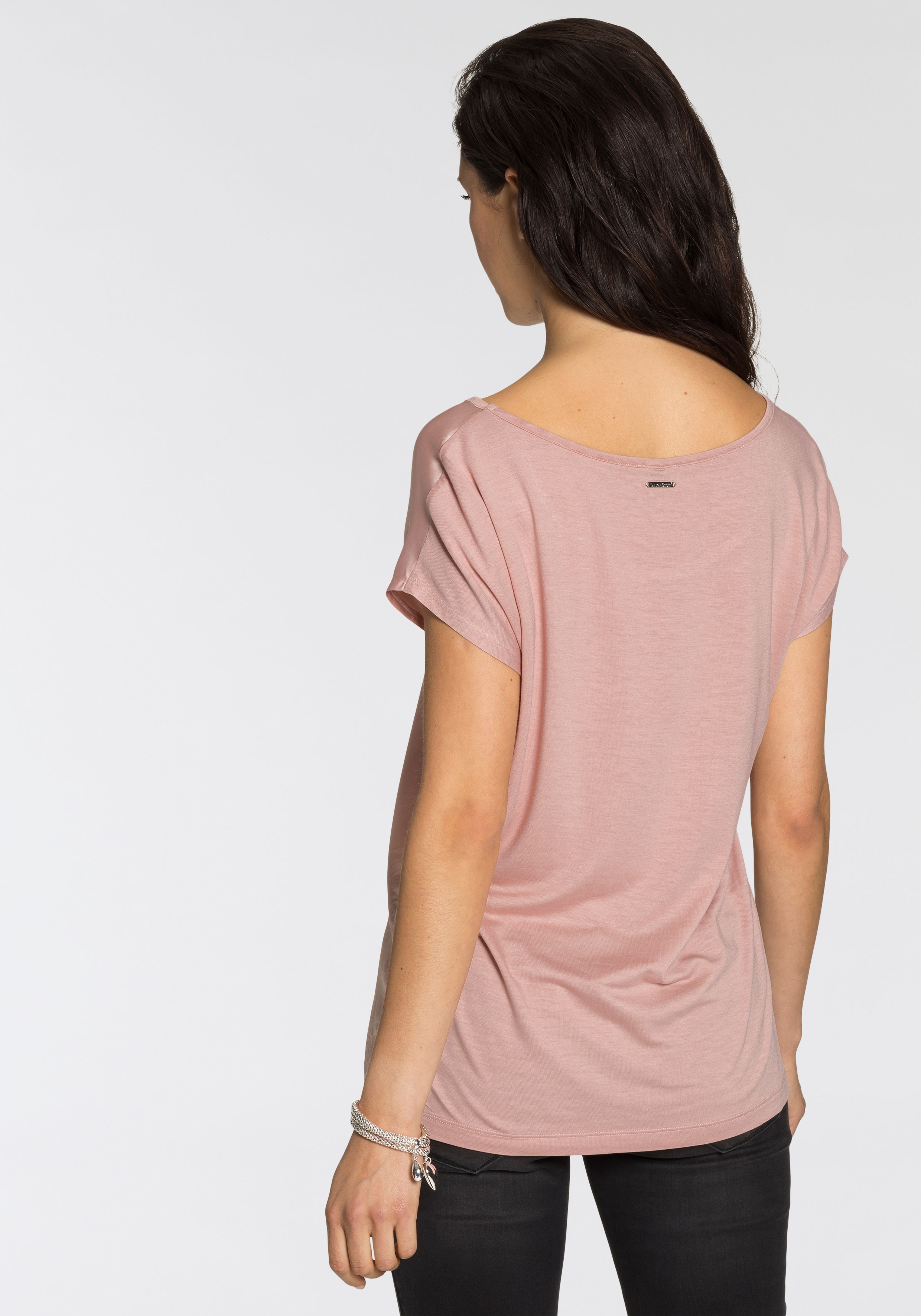 Thumbnail - Laura Scott Shirtbluse Oversize, Kurzarm, hüftlange Schnittform, Rundhalsausschnitt