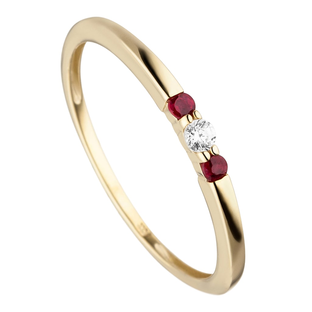 JOBO Fingerring »Ring mit Rubin und Zirkonia«, 333 Gold