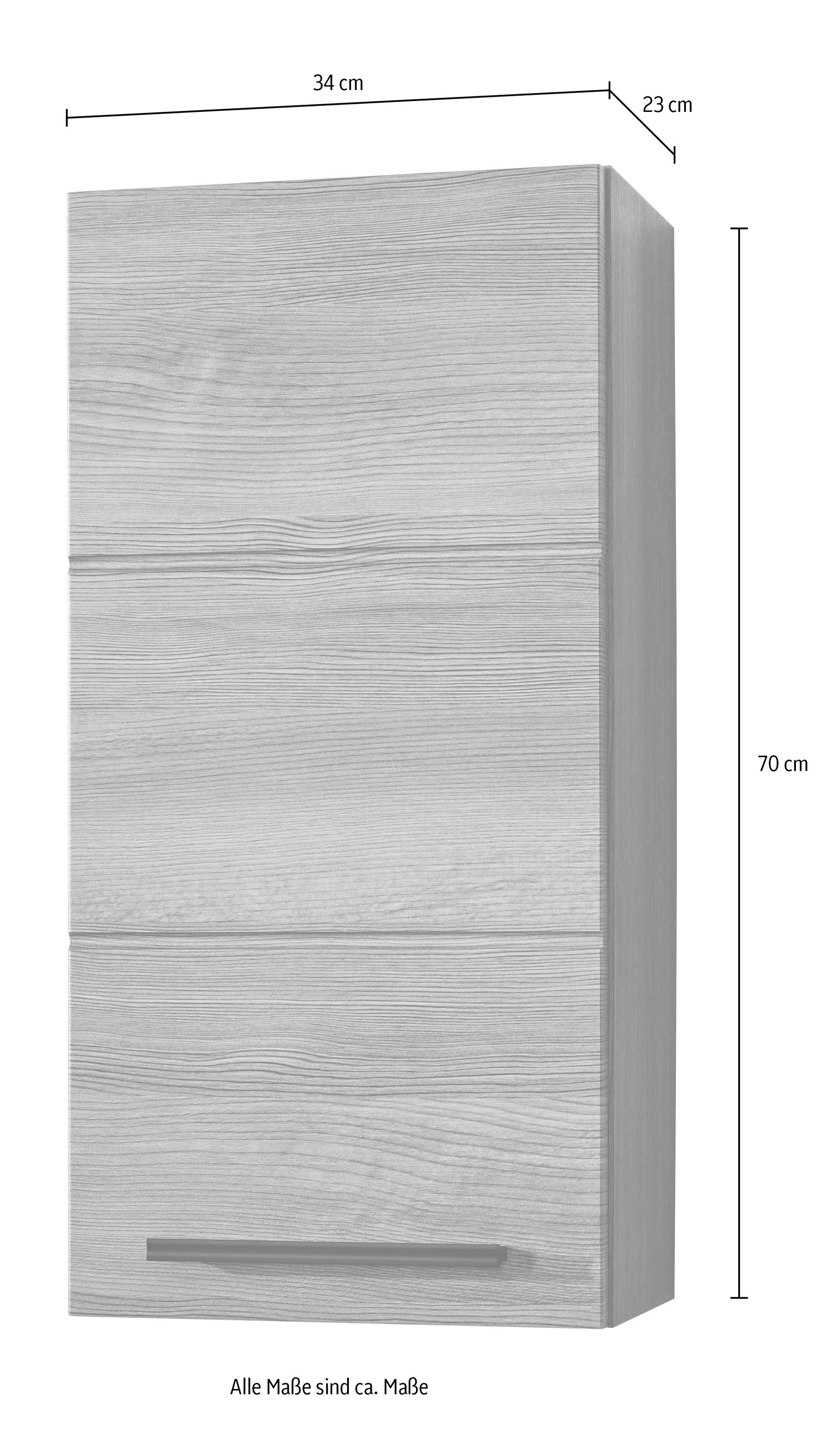 BASIC by Balculina Hängeschrank »Silver, Badezimmerschrank BxHxT 34x70x23«, (1 St.), Breite 34cm, Tür L/R monierbar, FSC-Mix 70%