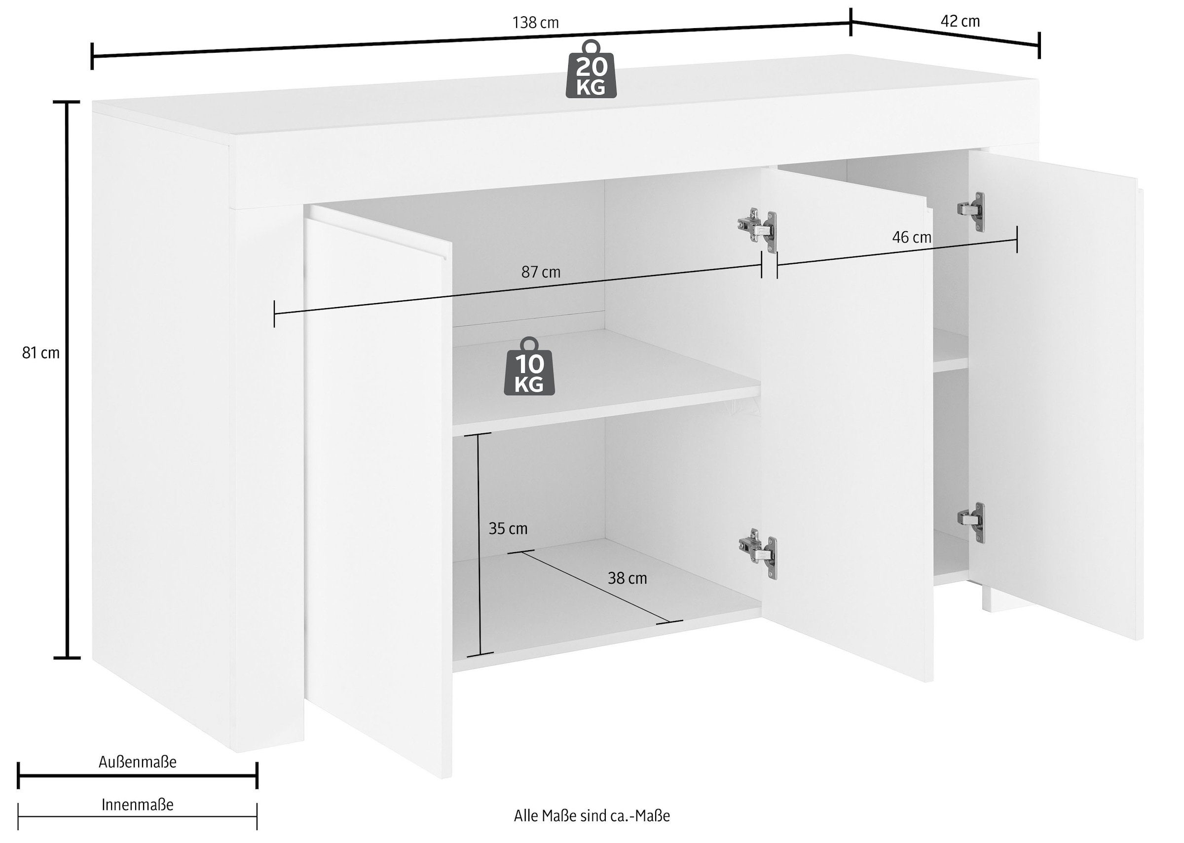INOSIGN Sideboard »Firenze«, Breite 138 cm