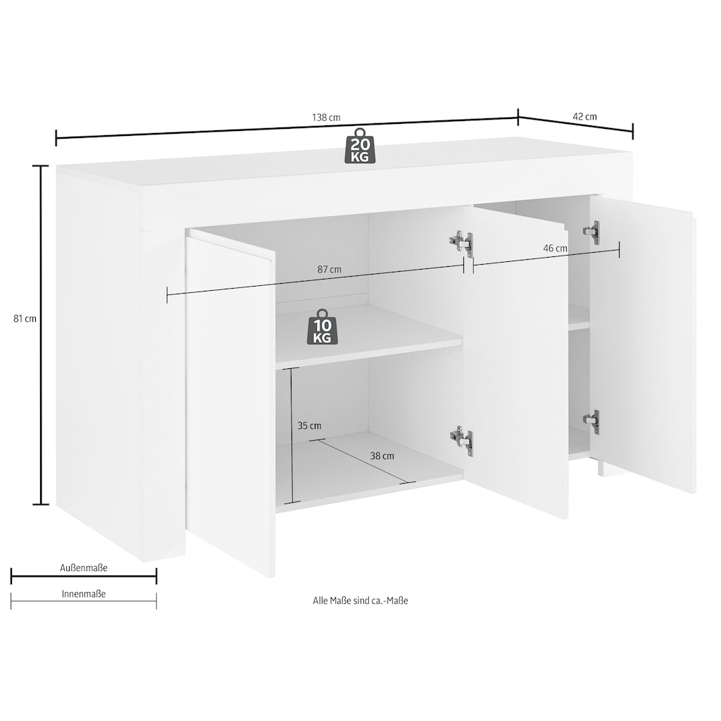 INOSIGN Sideboard »Firenze«, Breite 138 cm