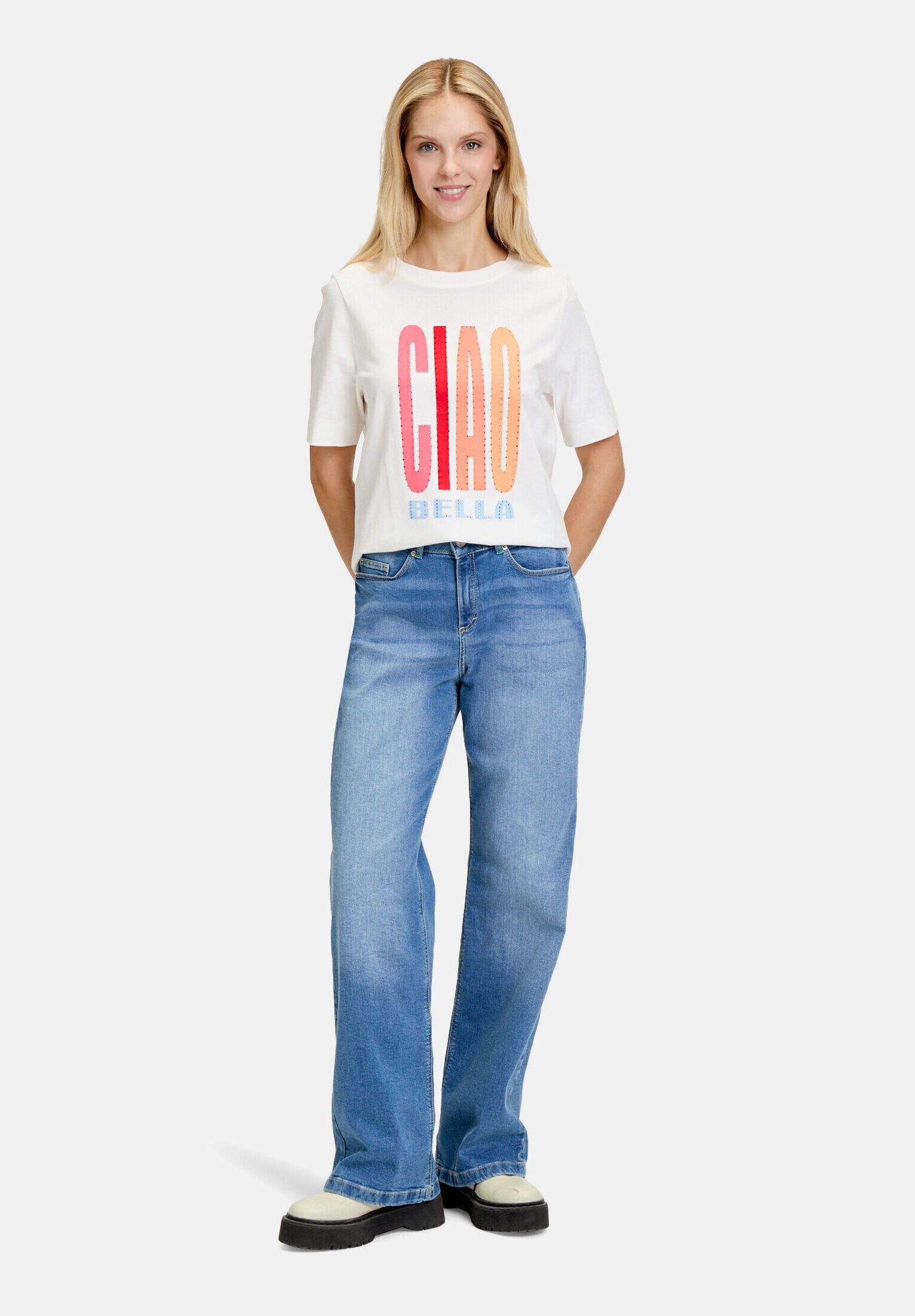 Cartoon Kurzarmshirt "Damen mit Rundhalsausschnitt" 1 Stk. Hotfix