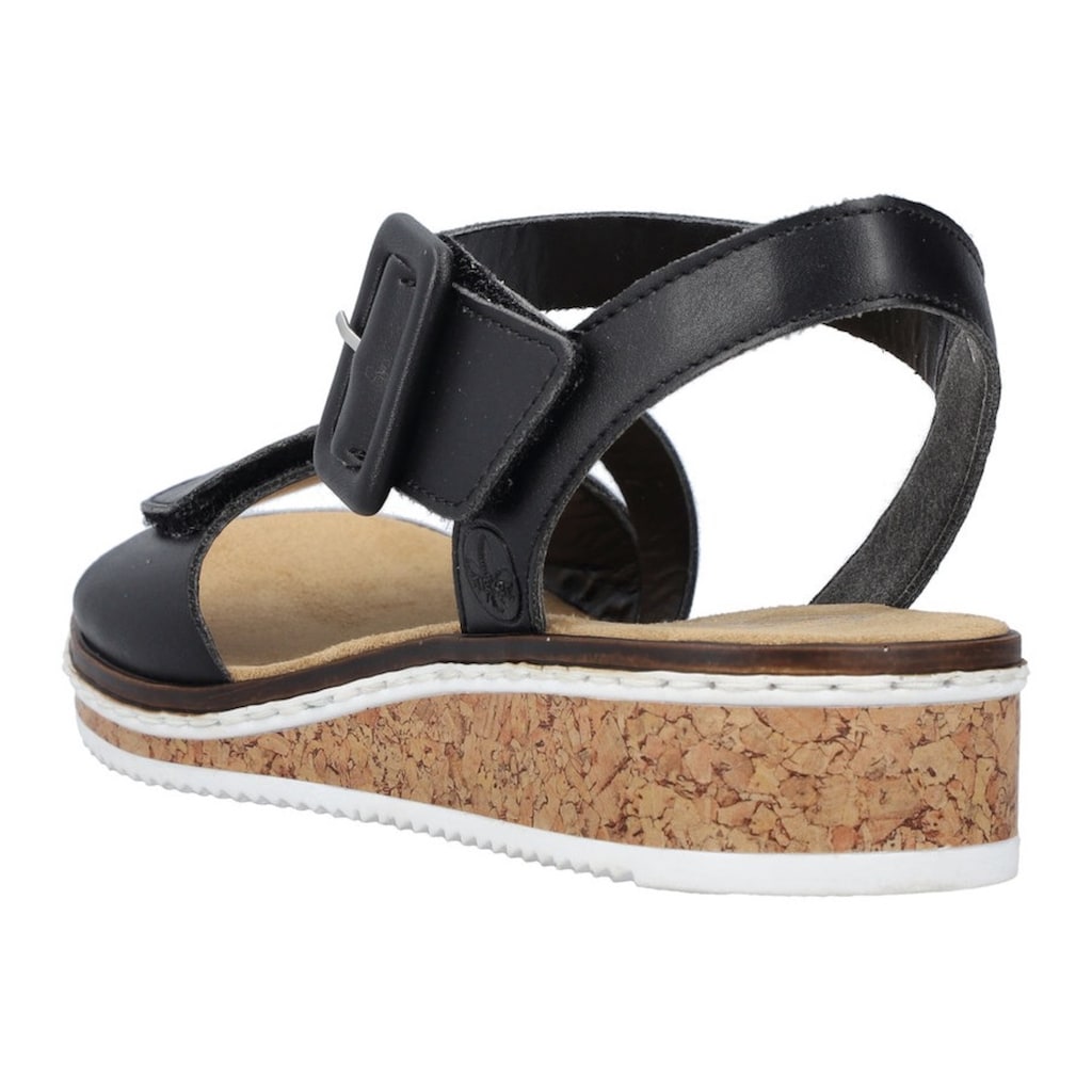 Rieker Riemchensandale, Sommerschuh, Sandalette, Keilabsatz, mit asymmetrischem Riemchen